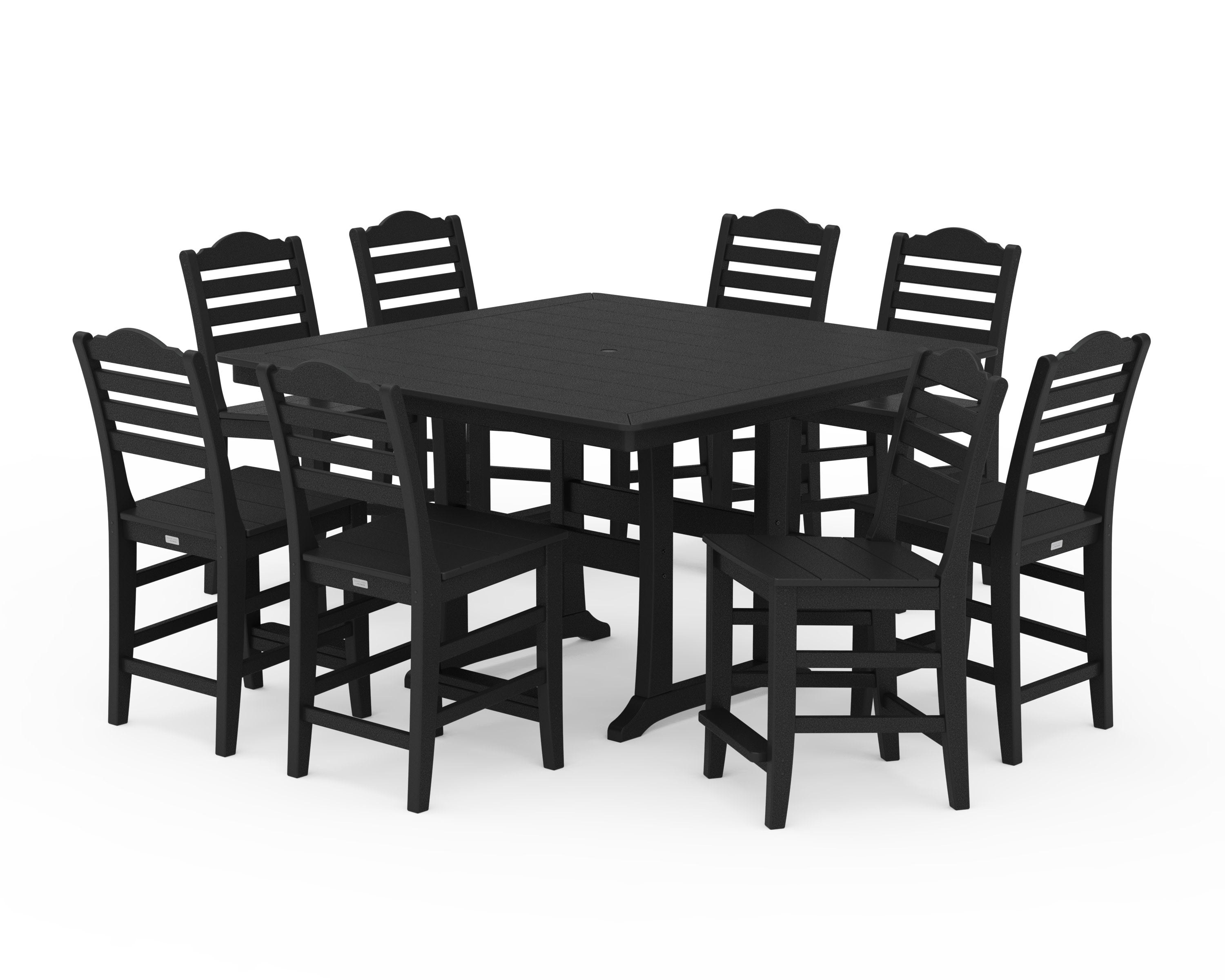 Savannah Side Chair 9-Piece Square Counter Set with Trestle Legs in Black