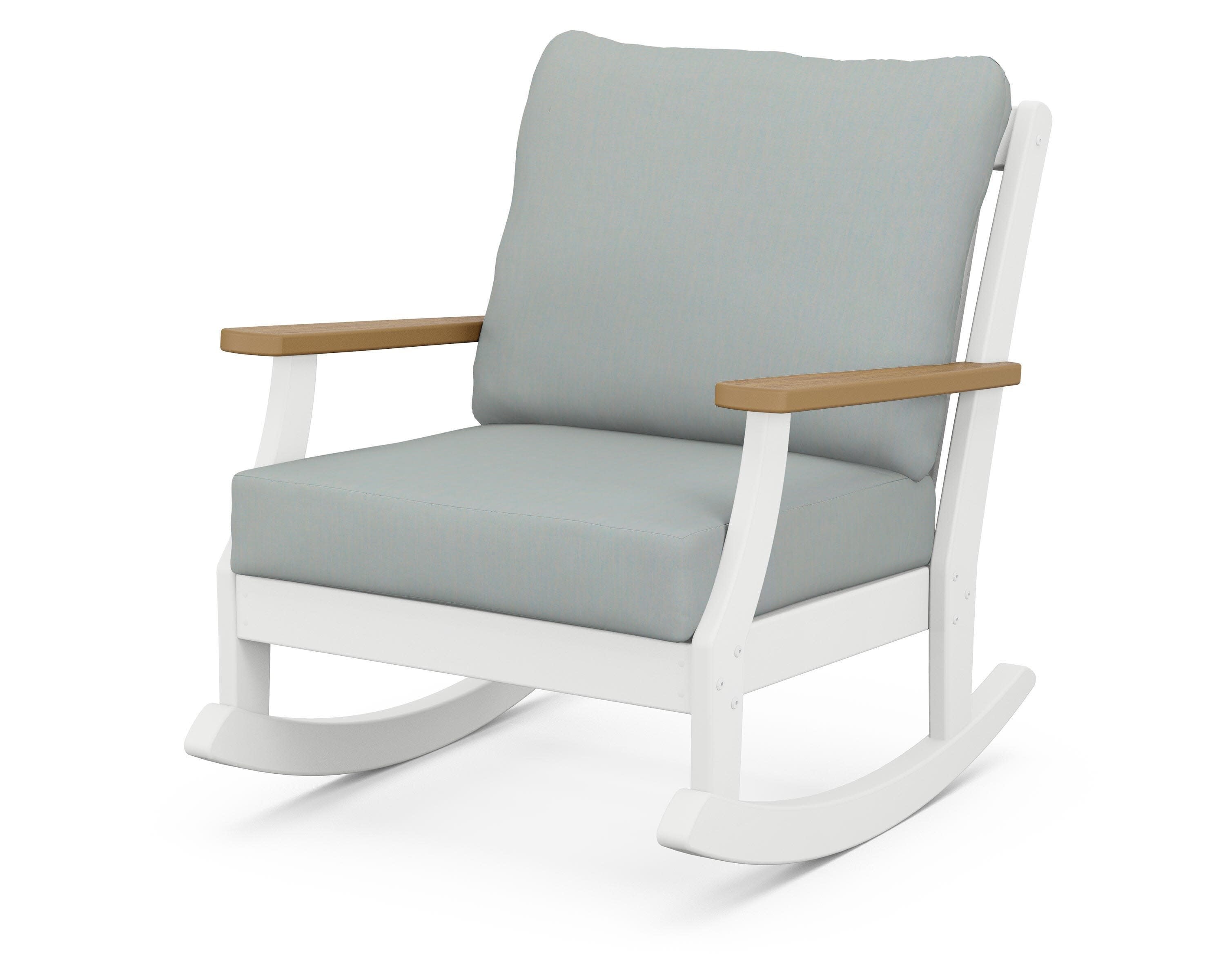 Braxton Deep Seating Rocking Chair in White / Natural / Spa