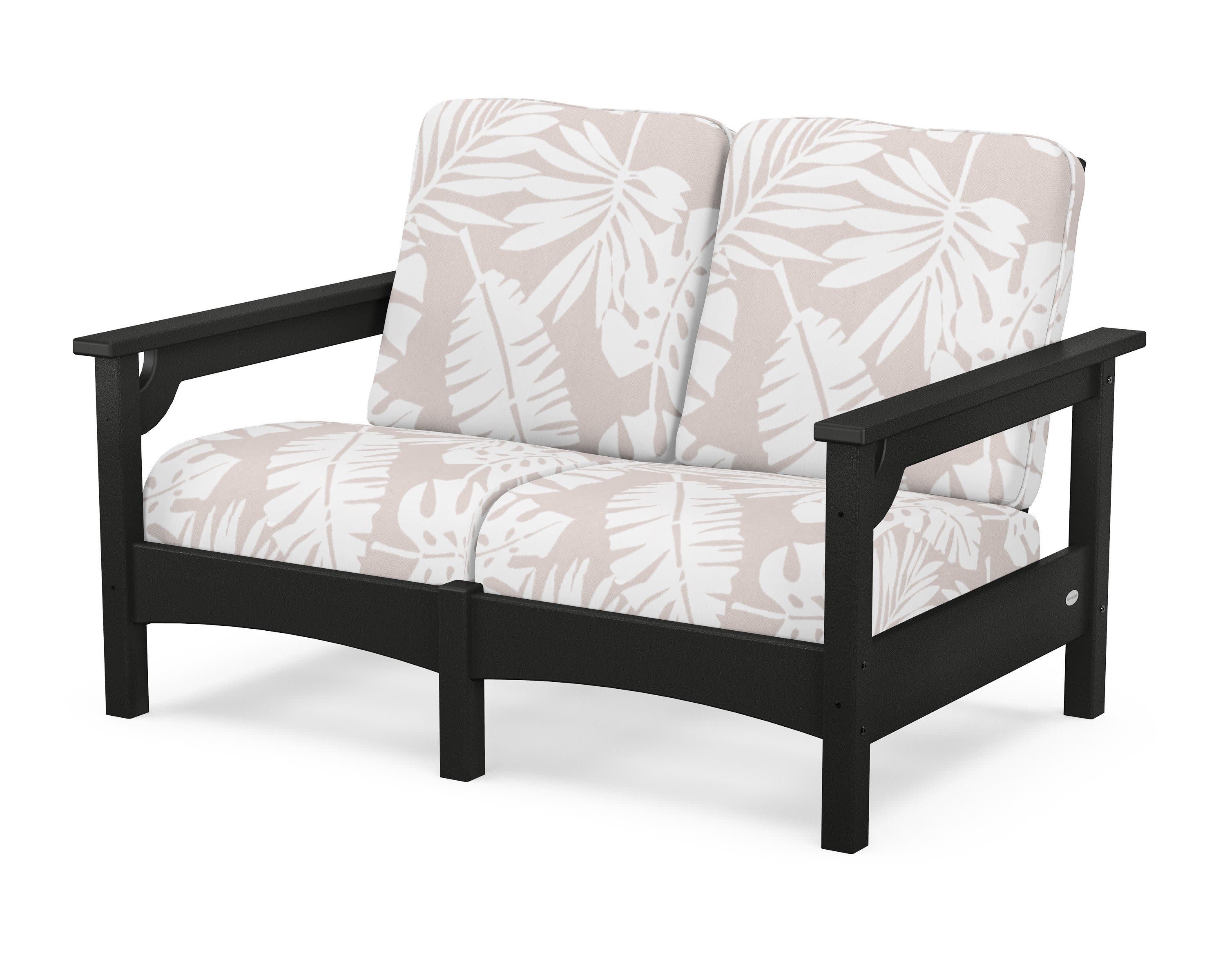 Club Loveseat in Black / Leaf Dune Burlap
