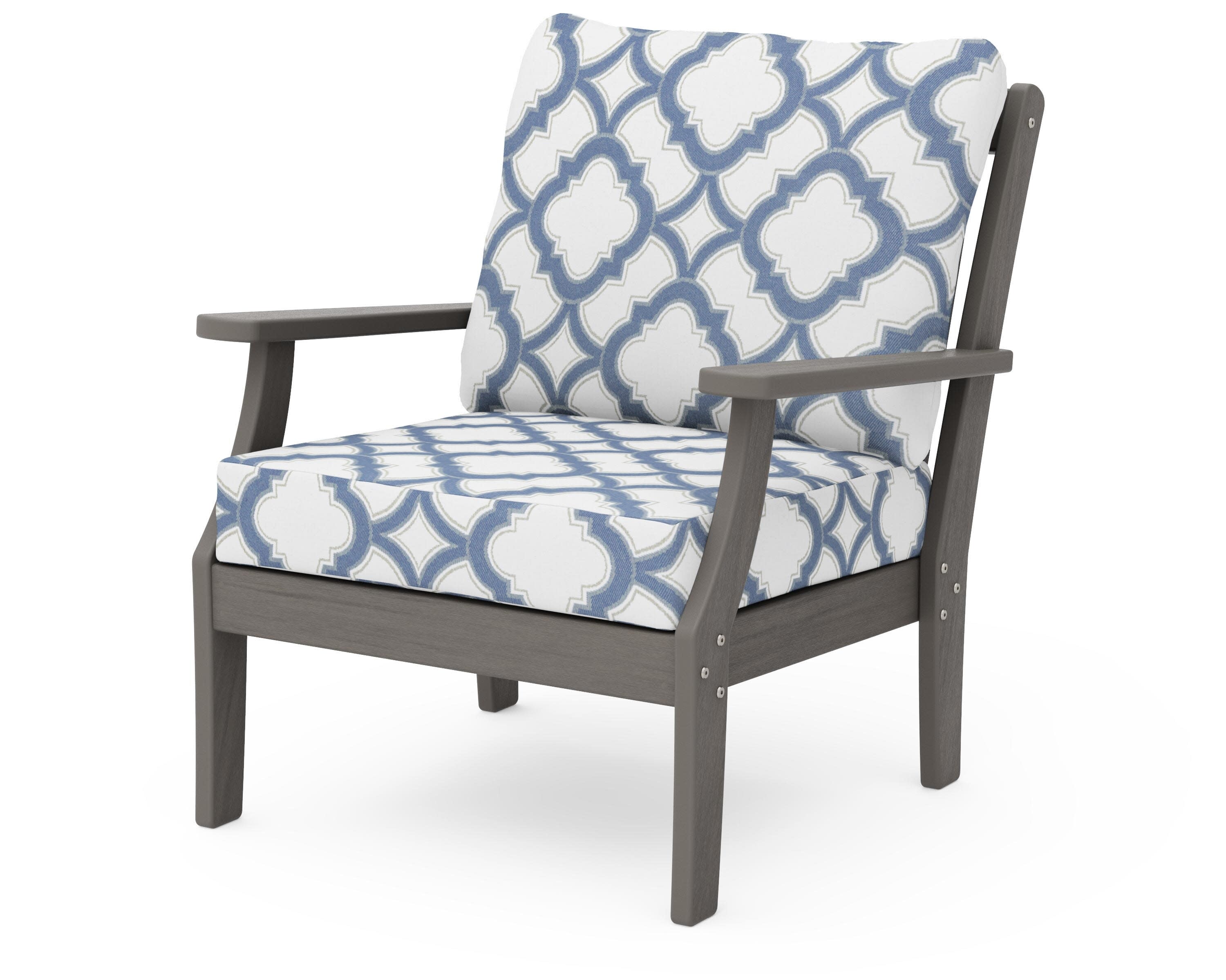 Braxton Deep Seating Chair in Driftwood / Trellis Sky Blue