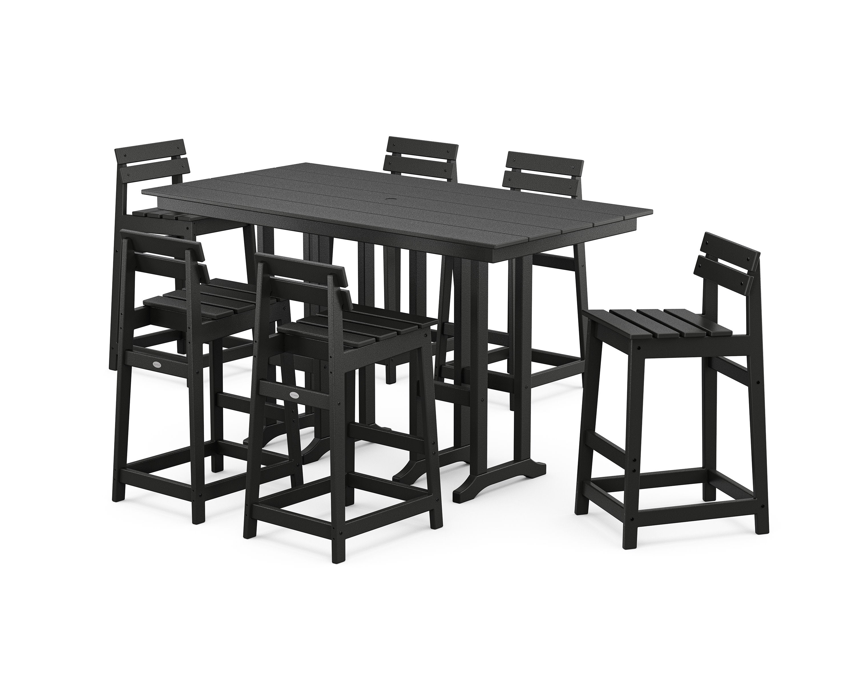 Modern Studio Plaza Lowback Bar Chair 7-Piece Set in Black