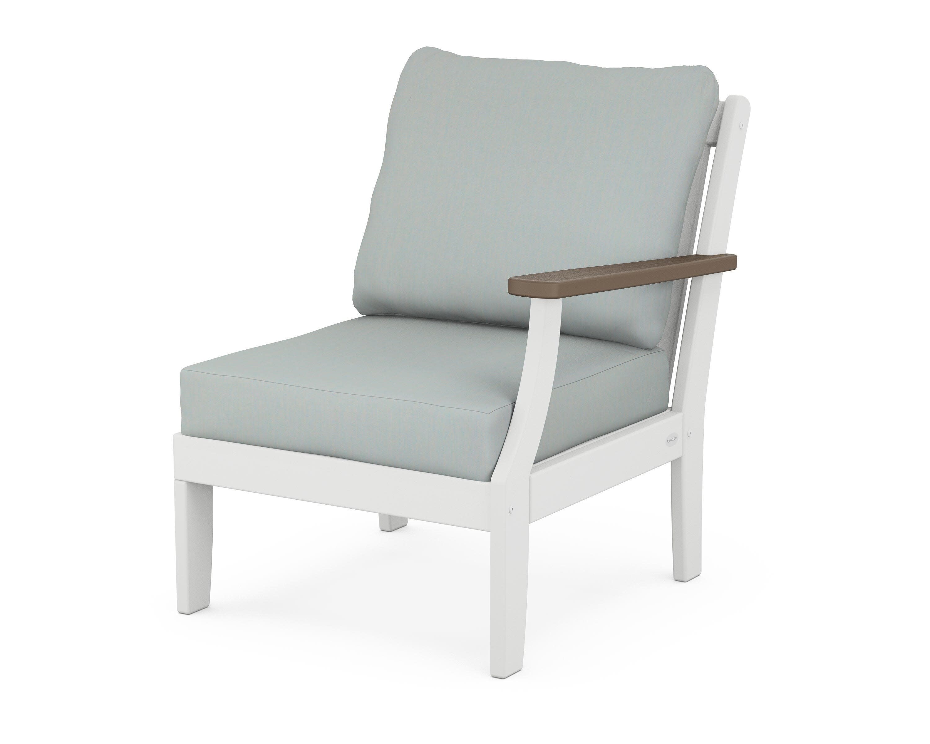 Braxton Modular Right Arm Chair in White / Kona / Spa