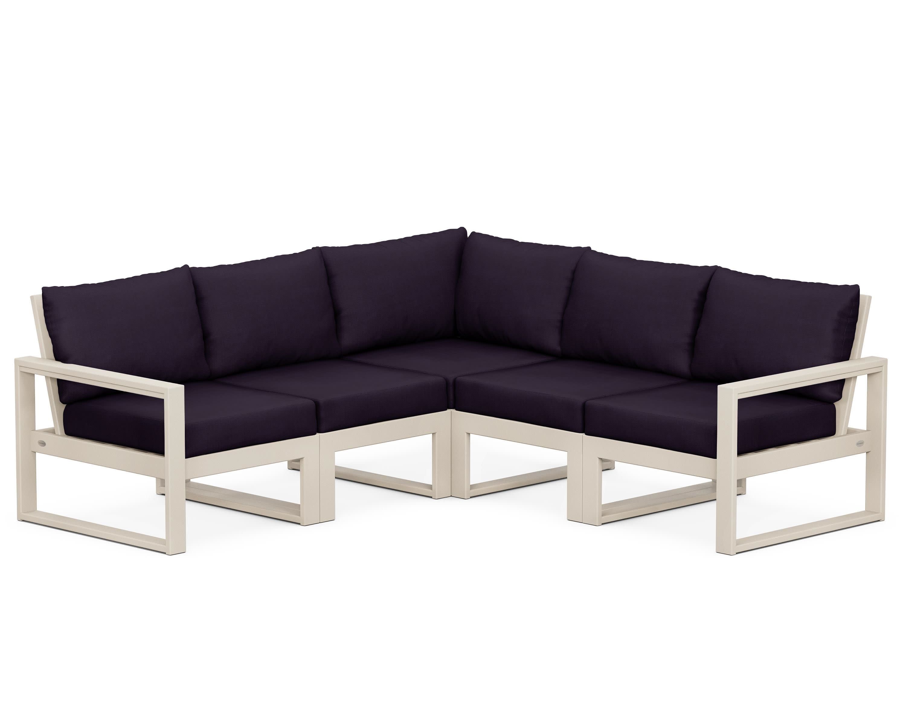 EDGE 5-Piece Modular Deep Seating Set in Sand / Navy Linen