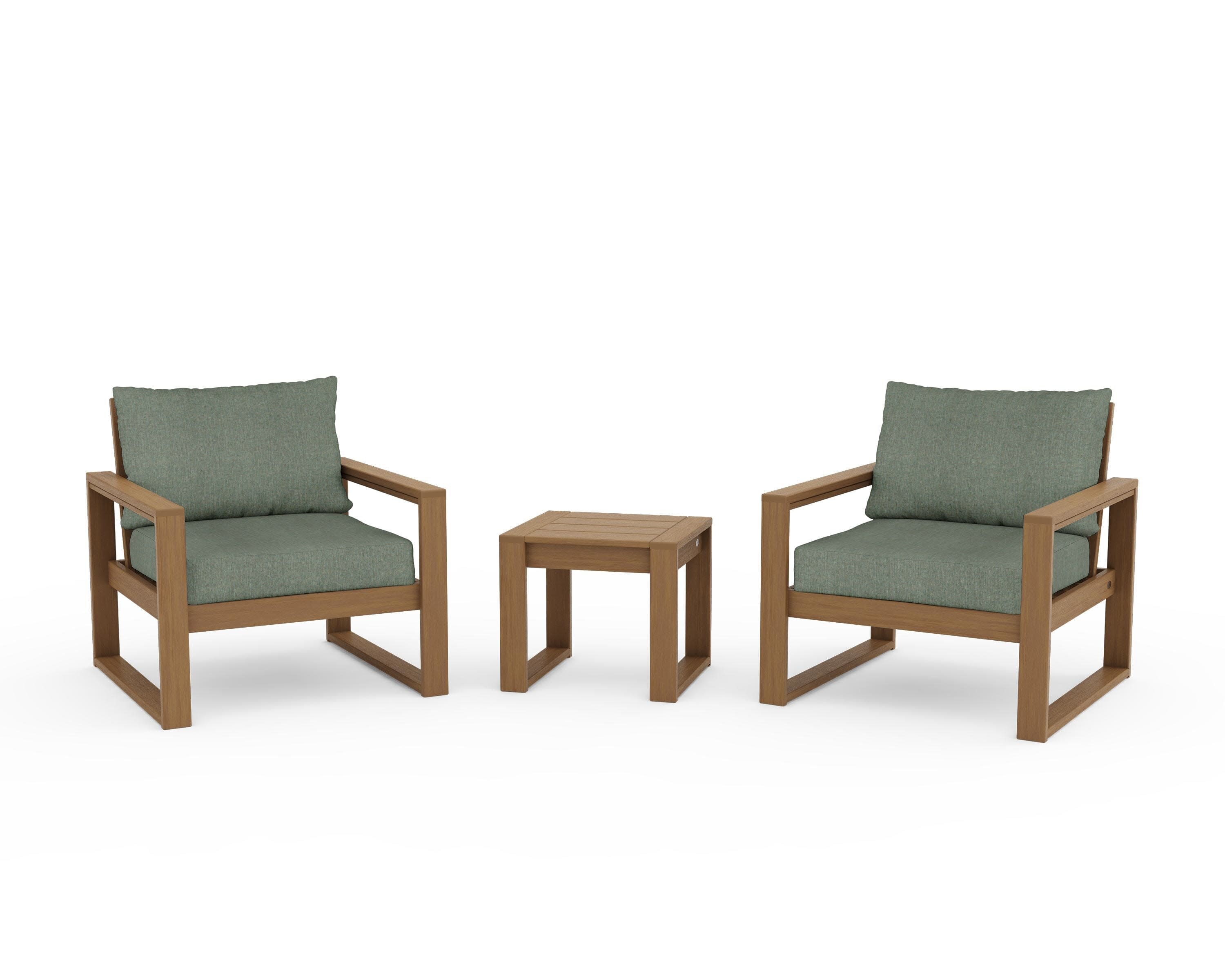 EDGE Sectional 3-Piece Deep Seating Set in Natural / Cast Sage