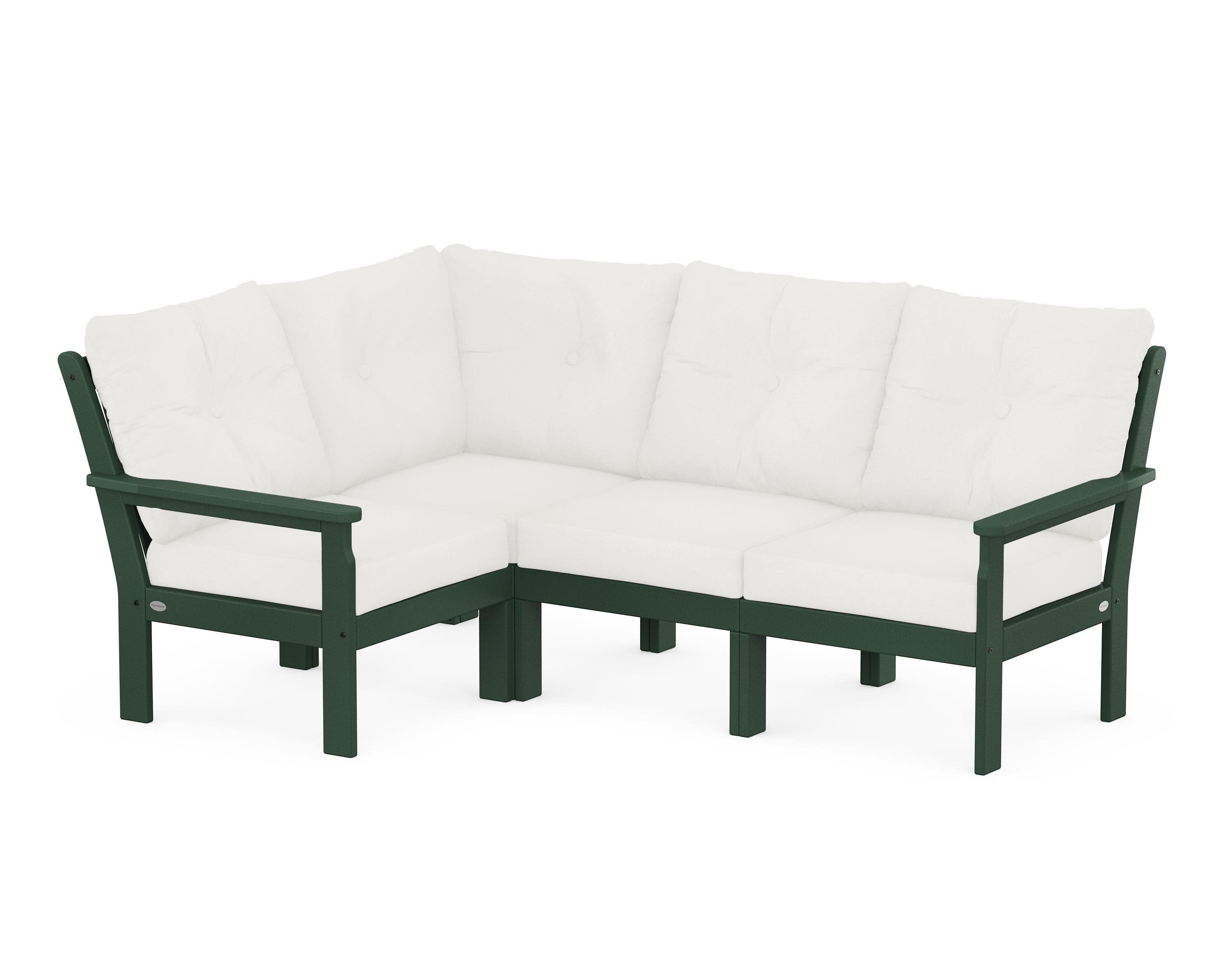 Vineyard 4-Piece Sectional in Green / Natural Linen