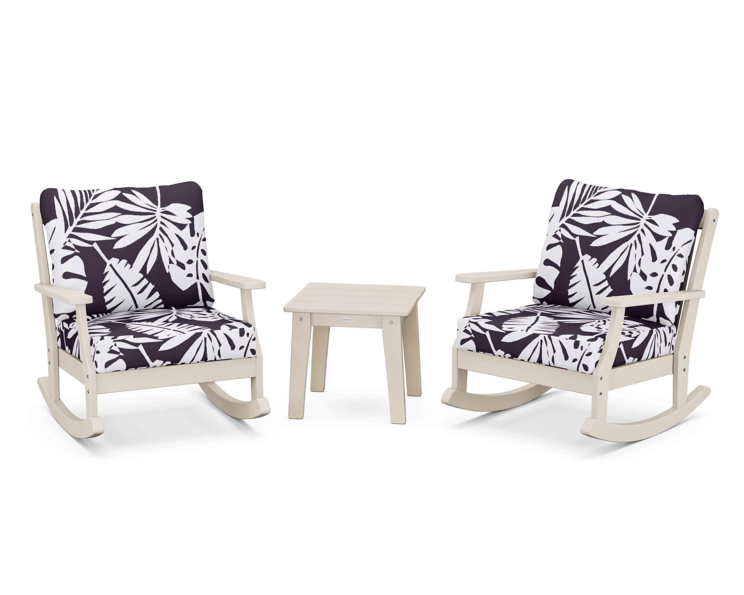 Braxton 3-Piece Deep Seating Rocker Set in Sand / Leaf Navy