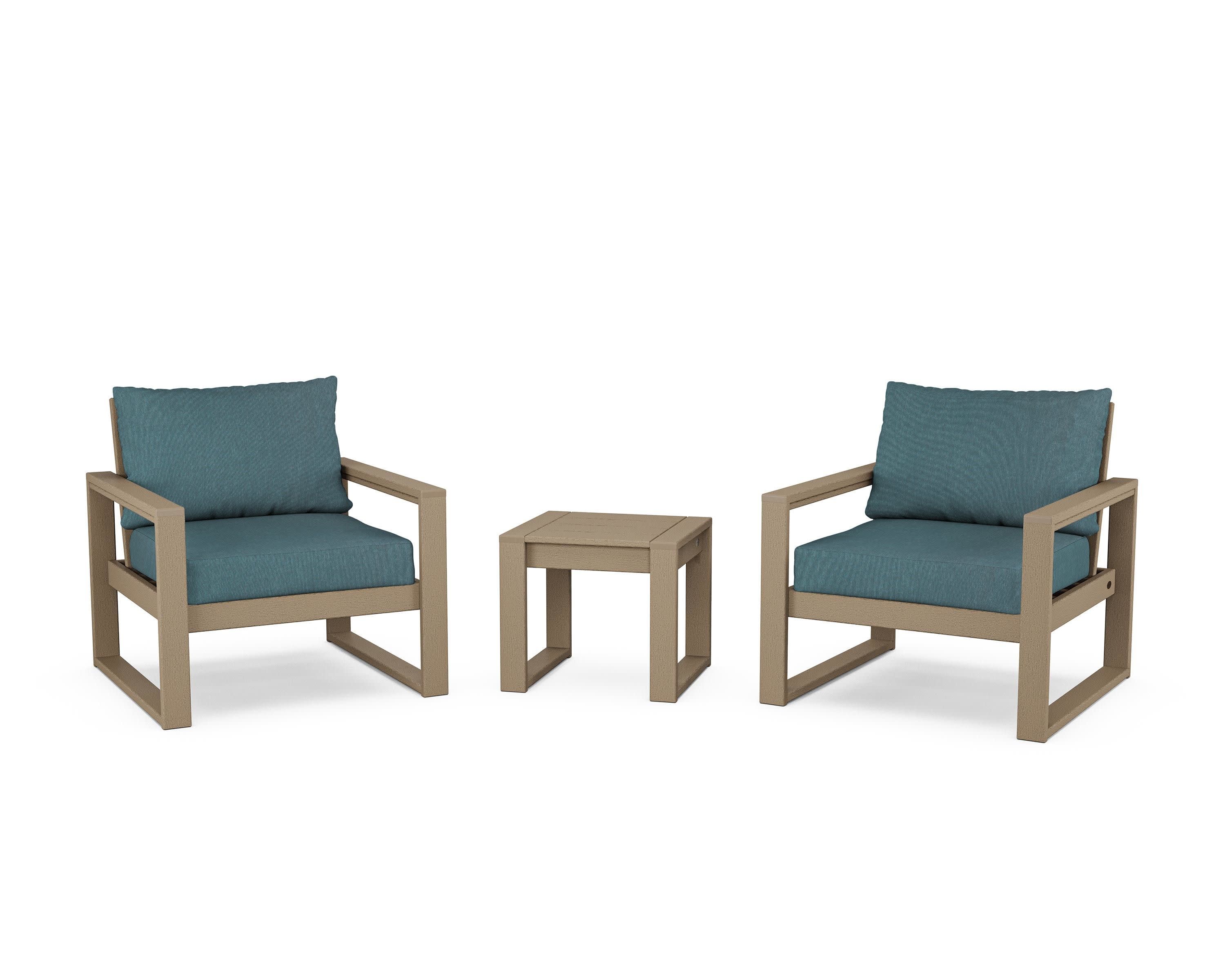 EDGE Sectional 3-Piece Deep Seating Set in Vintage Sahara / Ocean Teal