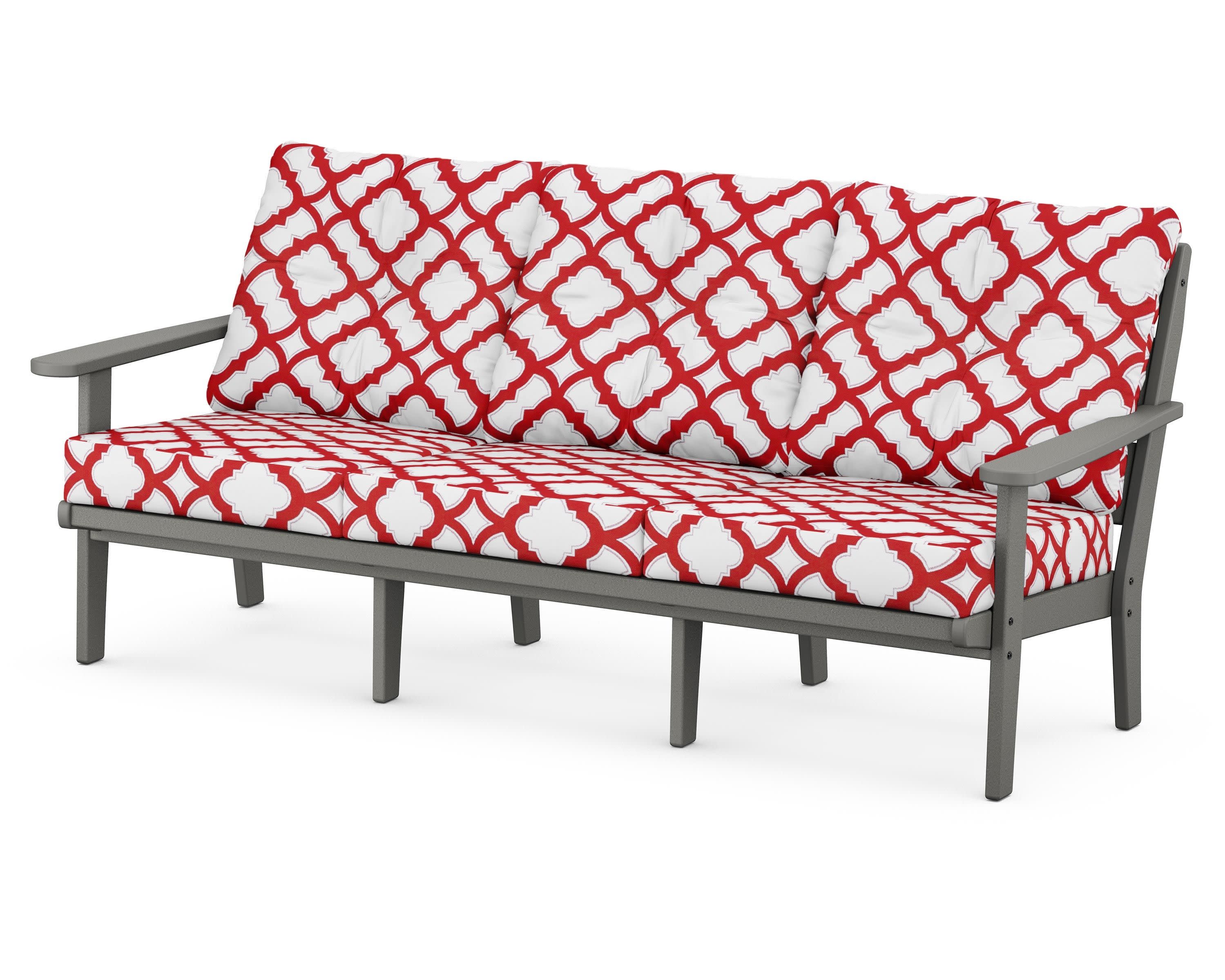 Lakeside Deep Seating Sofa in Slate Grey / Trellis Crimson