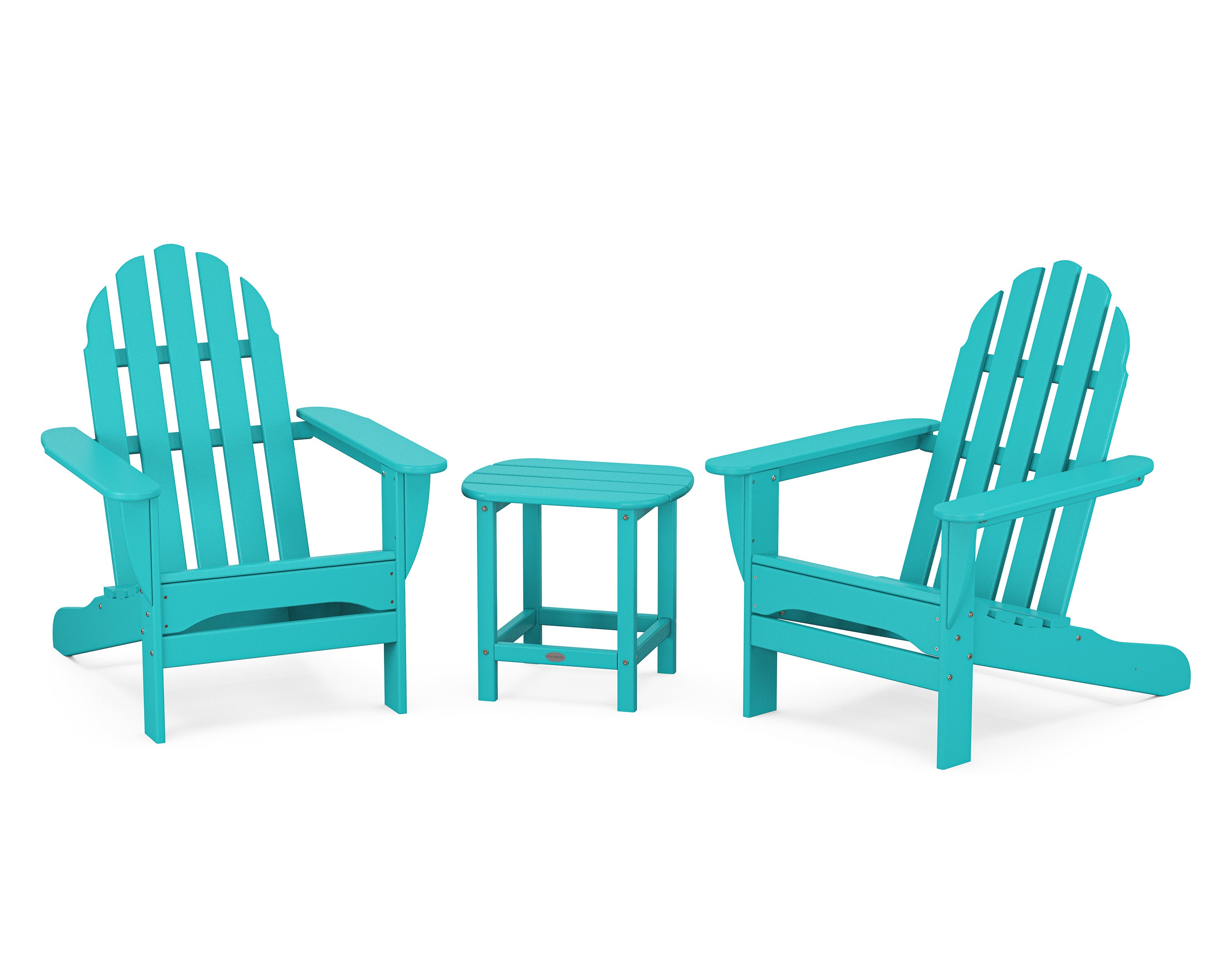 Classic Adirondack 3-Piece Set with South Beach 18" Side Table in Aruba