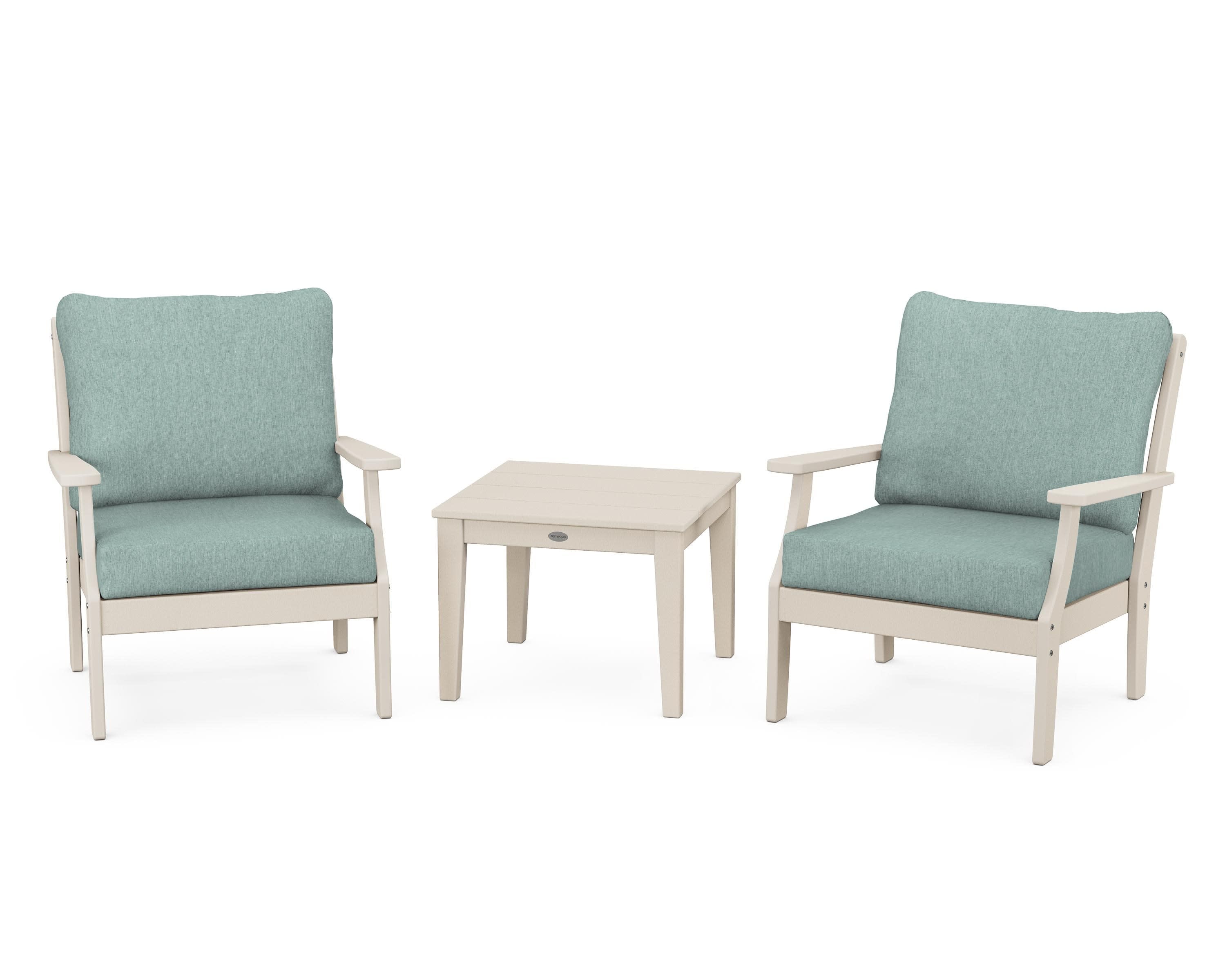 Braxton 3-Piece Deep Seating Set in Sand / Glacier Spa
