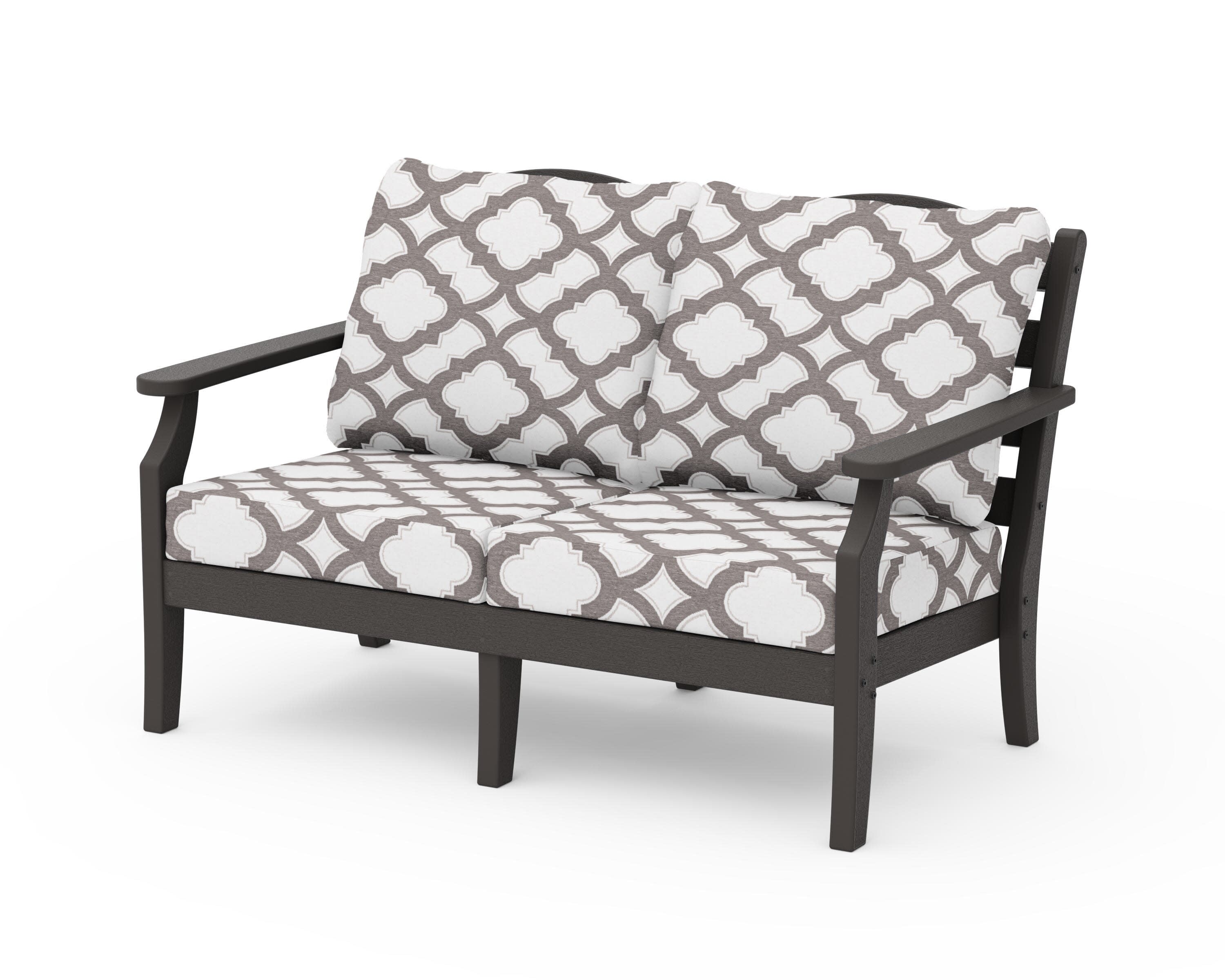Savannah Deep Seating Loveseat in Vintage Coffee / Trellis Grey Mist
