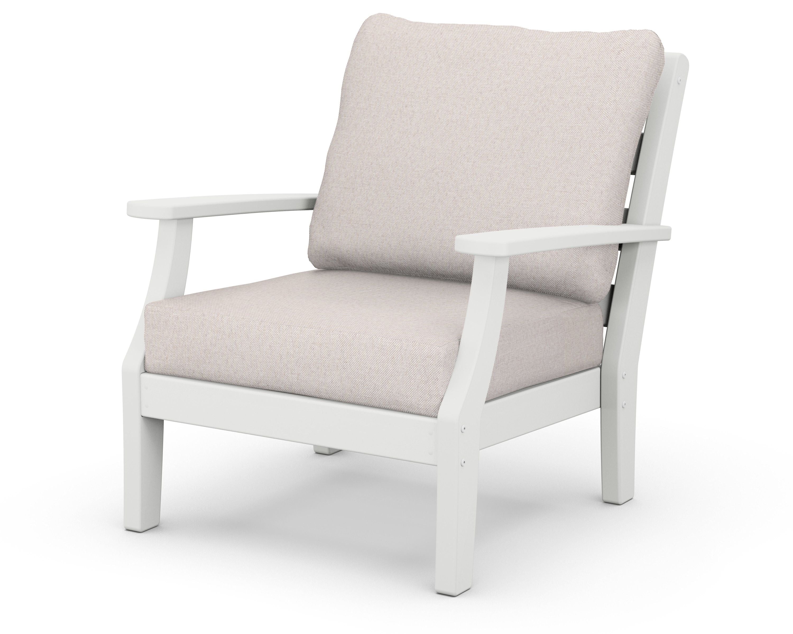 Chesapeake Deep Seating Chair in White / Dune Burlap