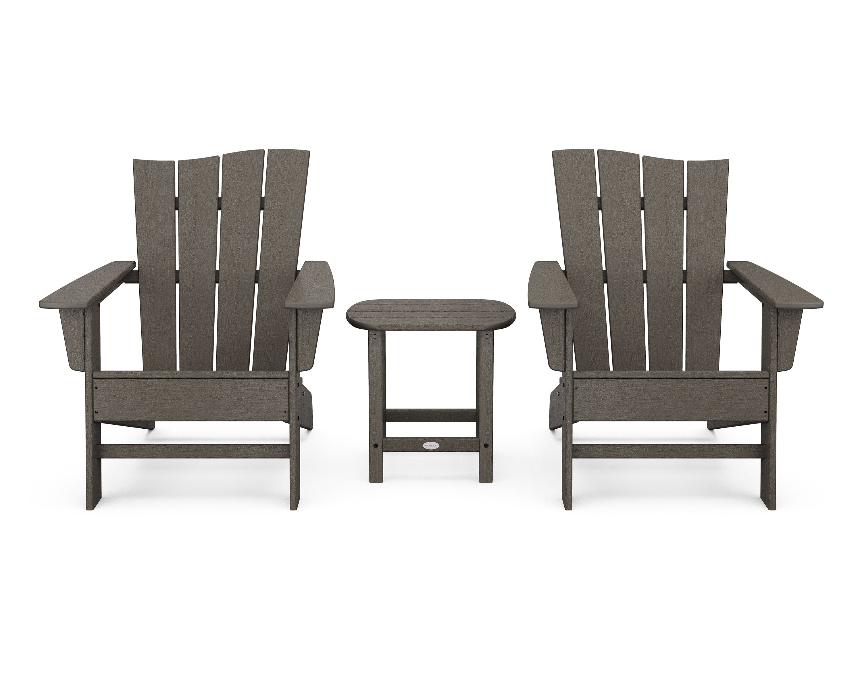 Wave 3-Piece Adirondack Chair Set in Vintage Coffee