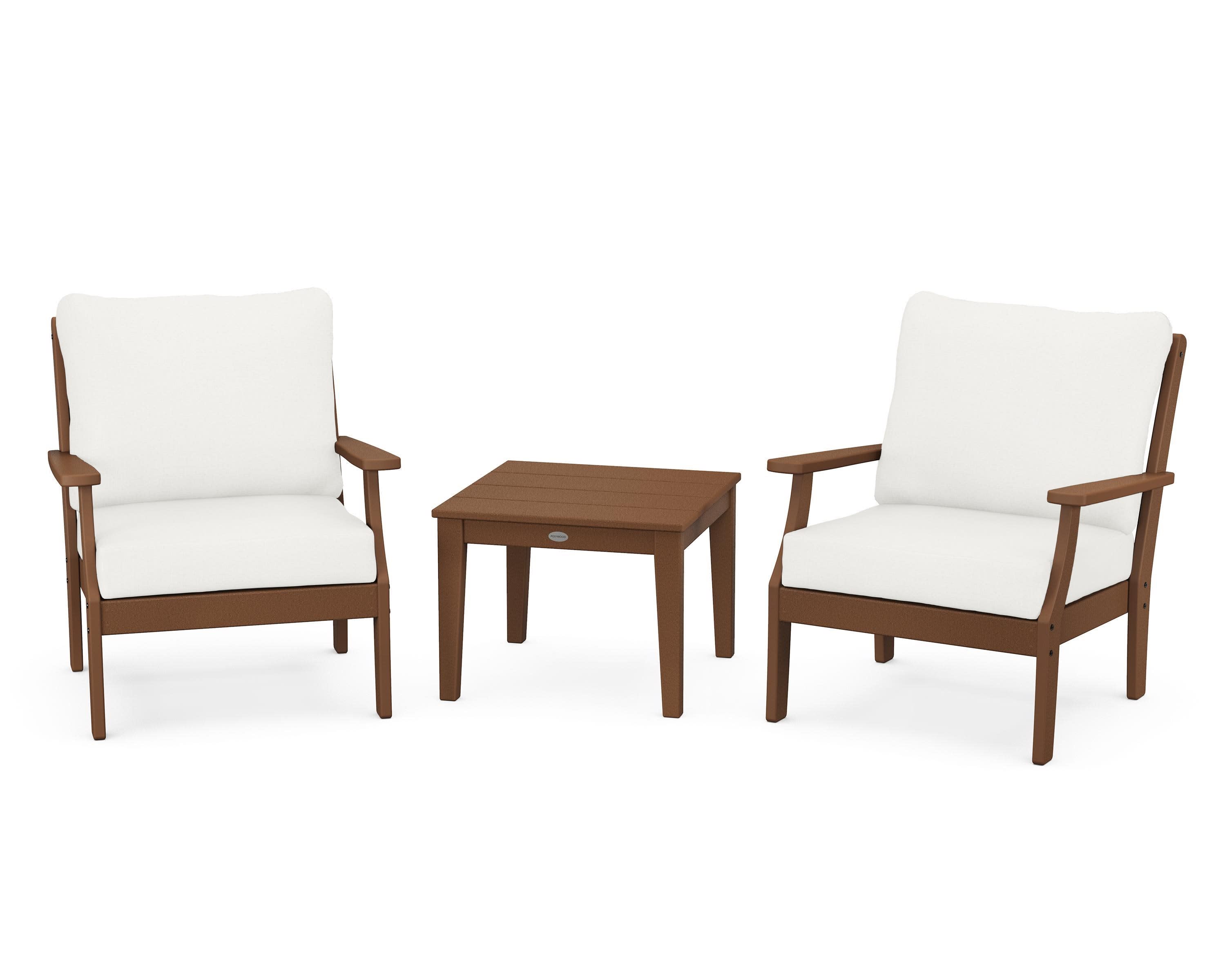 Braxton 3-Piece Deep Seating Set in Teak / Natural Linen