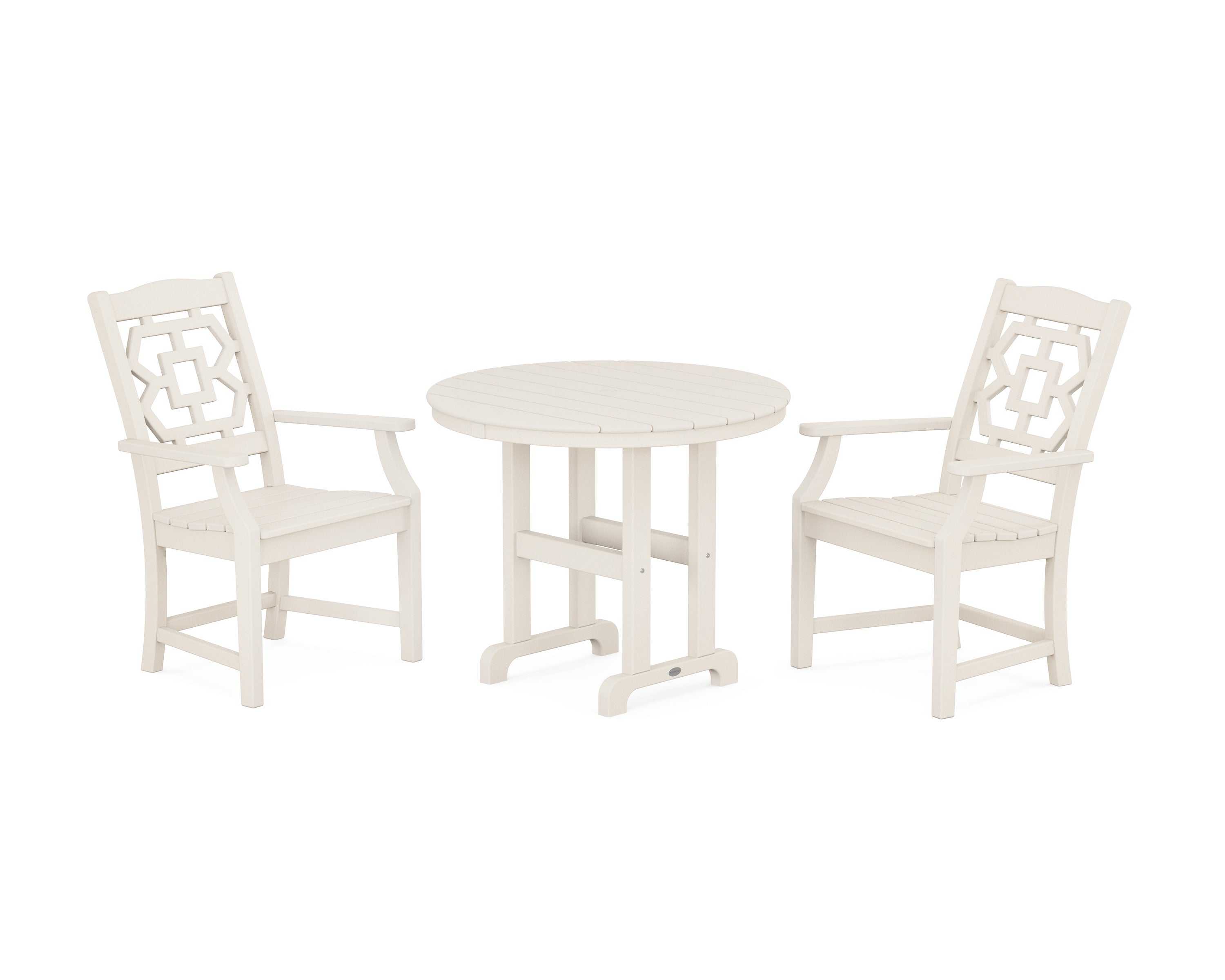 Chinoiserie 3-Piece Farmhouse Dining Set in Sand