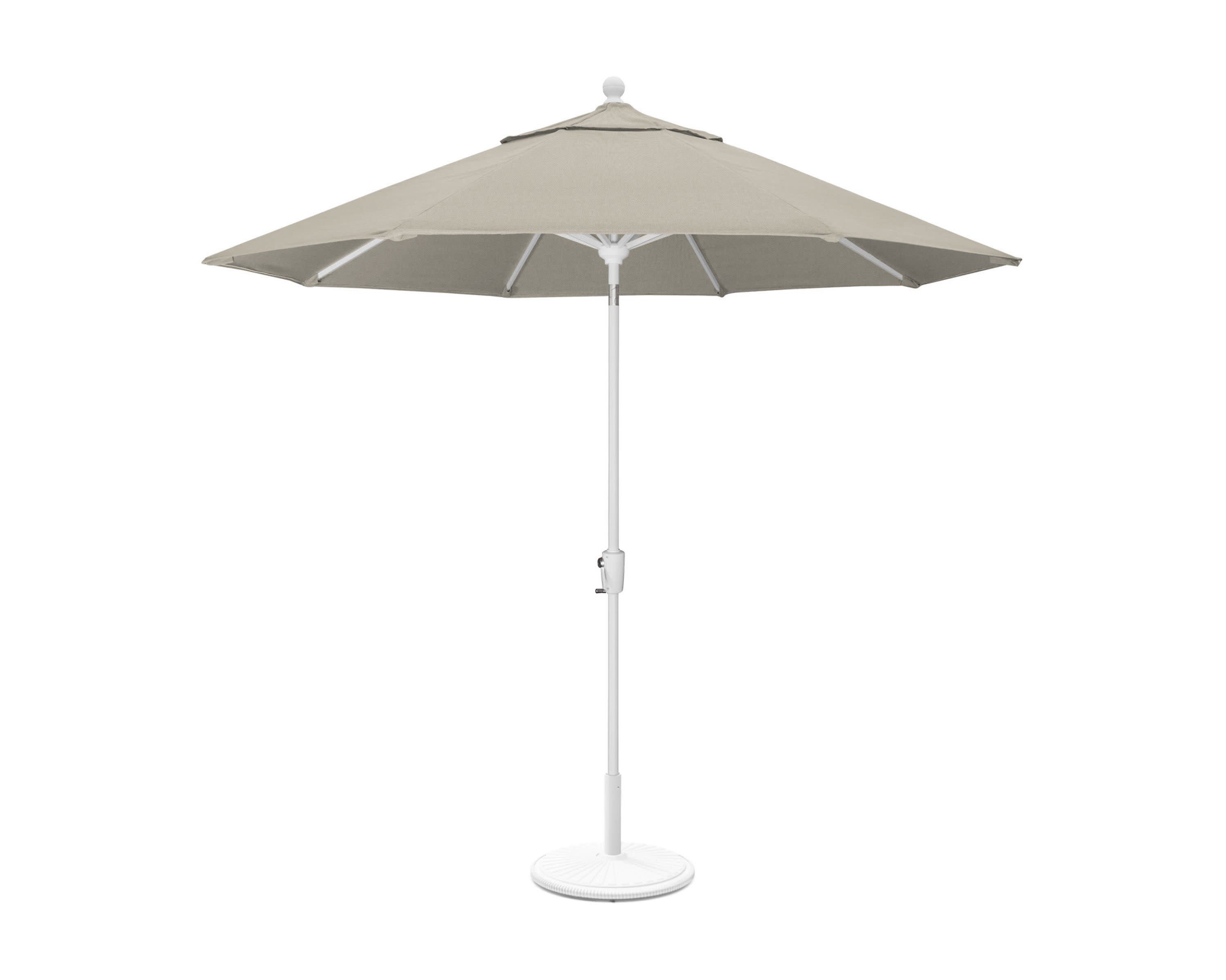 9' Tilt Market Umbrella & Base in White / Blend Linen