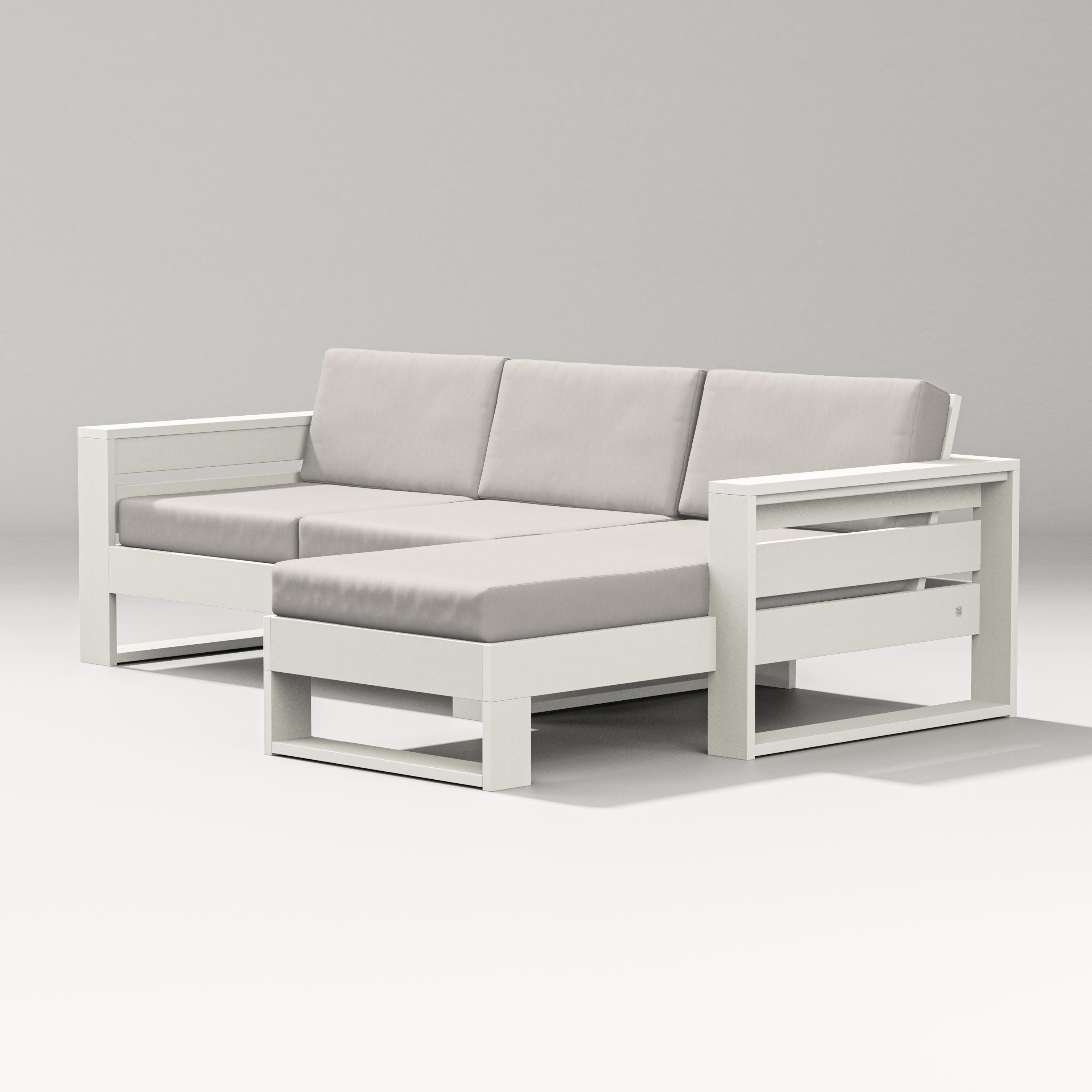 Latitude Right Chaise Sectional in Vintage White / Cast Ash