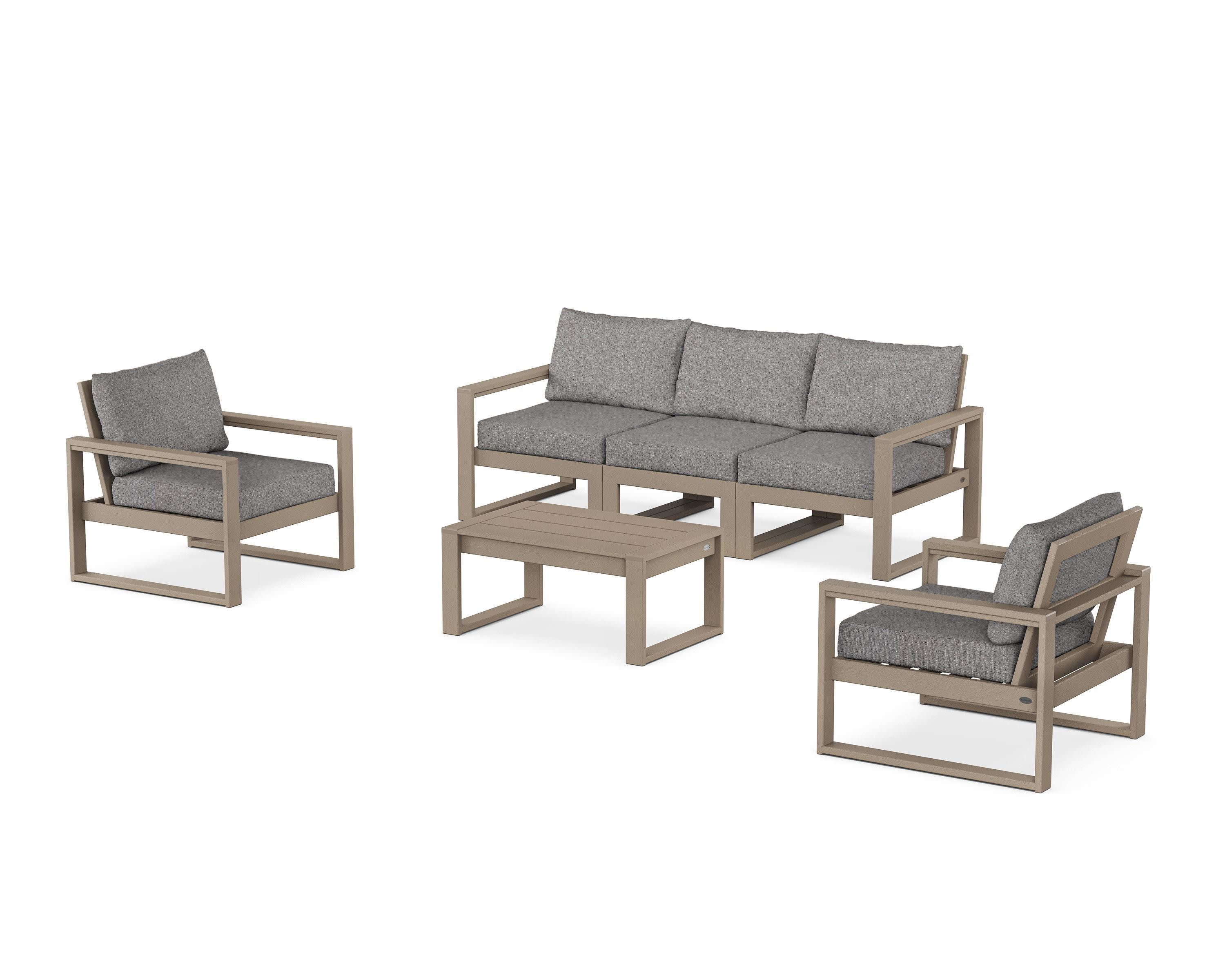 EDGE Sectional 4-Piece Deep Seating Set with Sofa in Vintage Sahara / Grey Mist