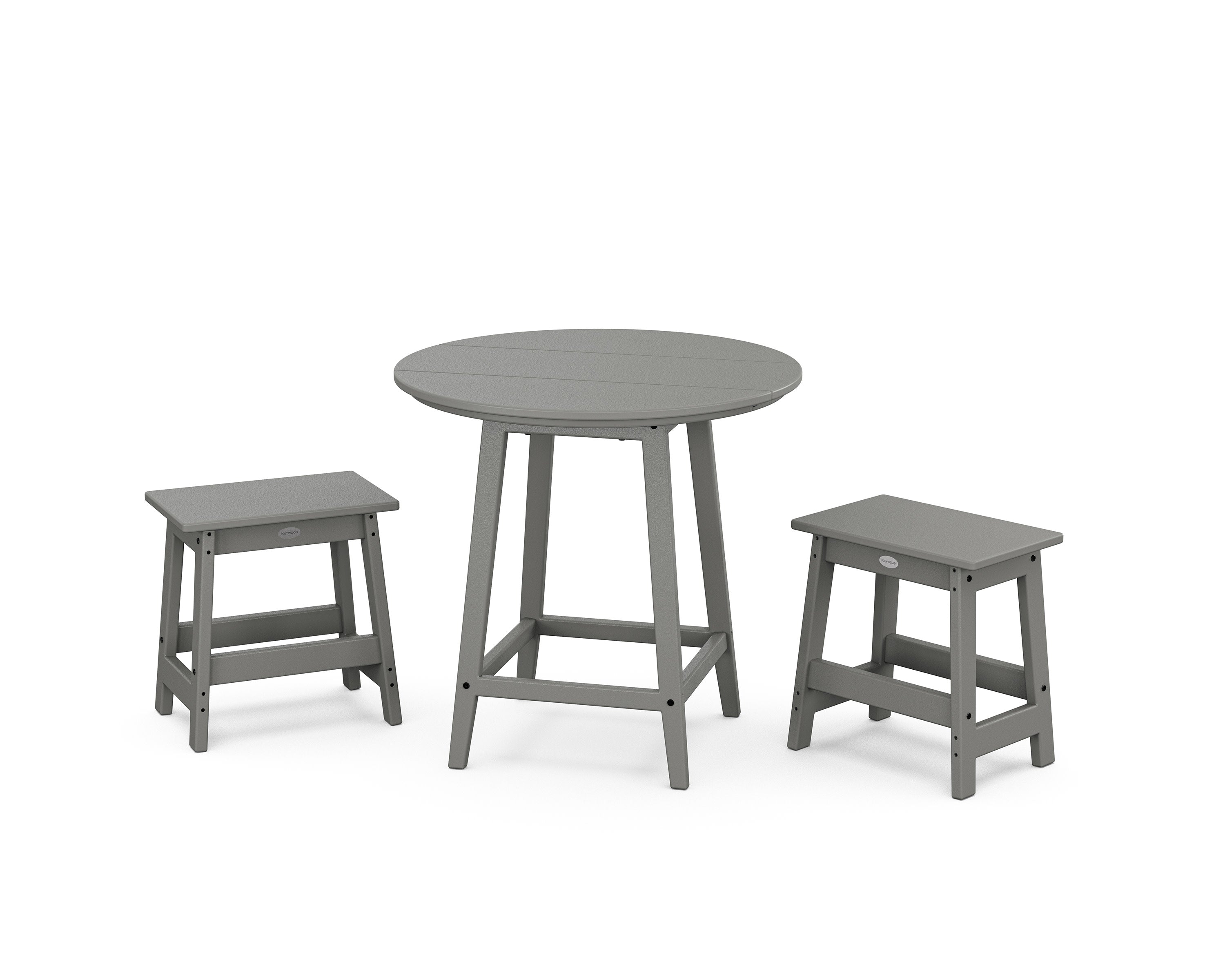 Modern Studio Stool 3-Piece Round Bistro Set in Slate Grey