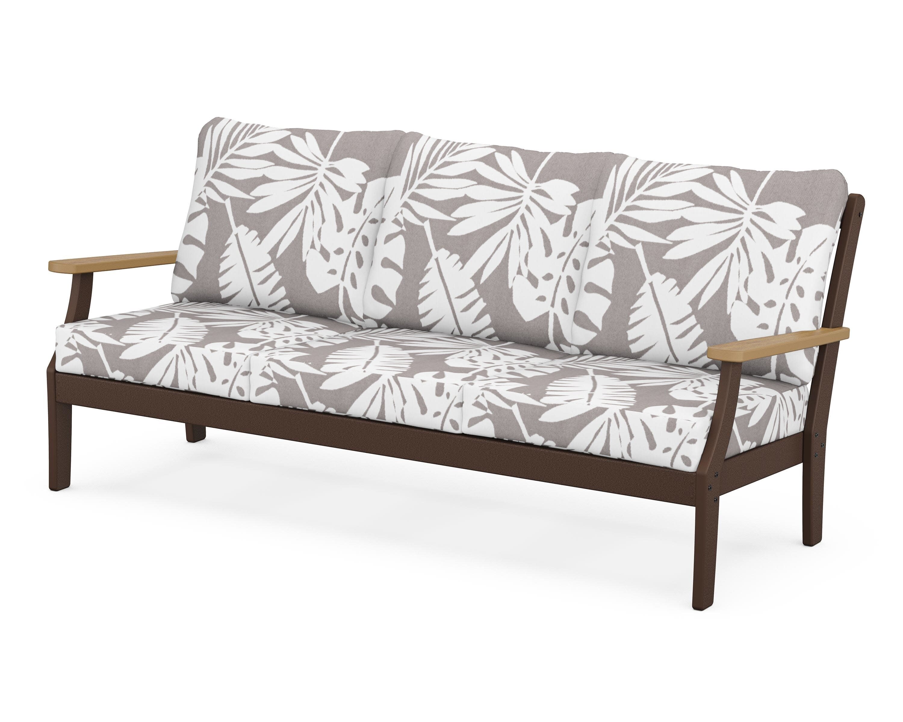 Braxton Deep Seating Sofa in Mahogany / Natural / Leaf Grey Mist