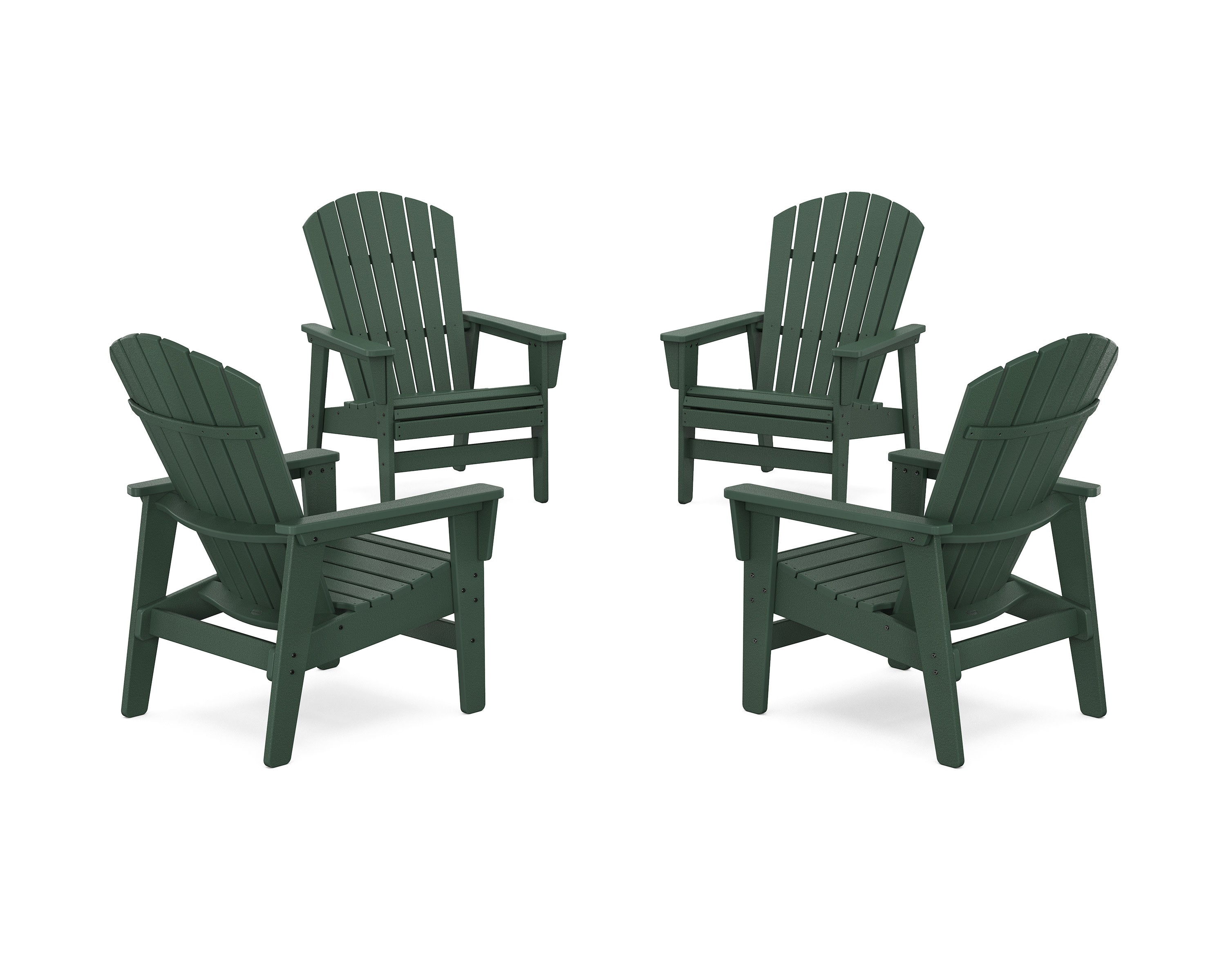 4-Piece Nautical Grand Upright Adirondack Chair Conversation Set in Green