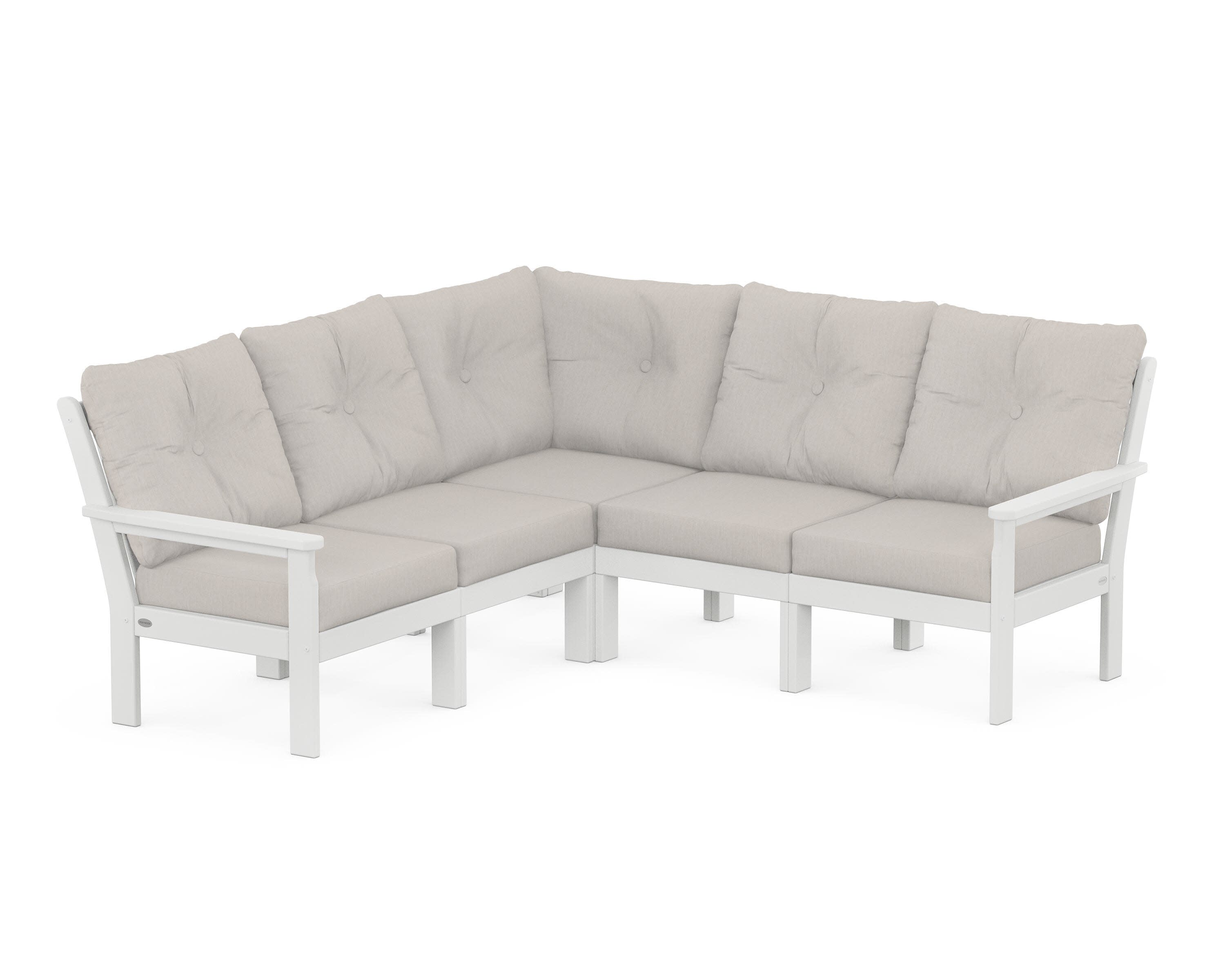 Vineyard 5-Piece Sectional in White / Cast Ash
