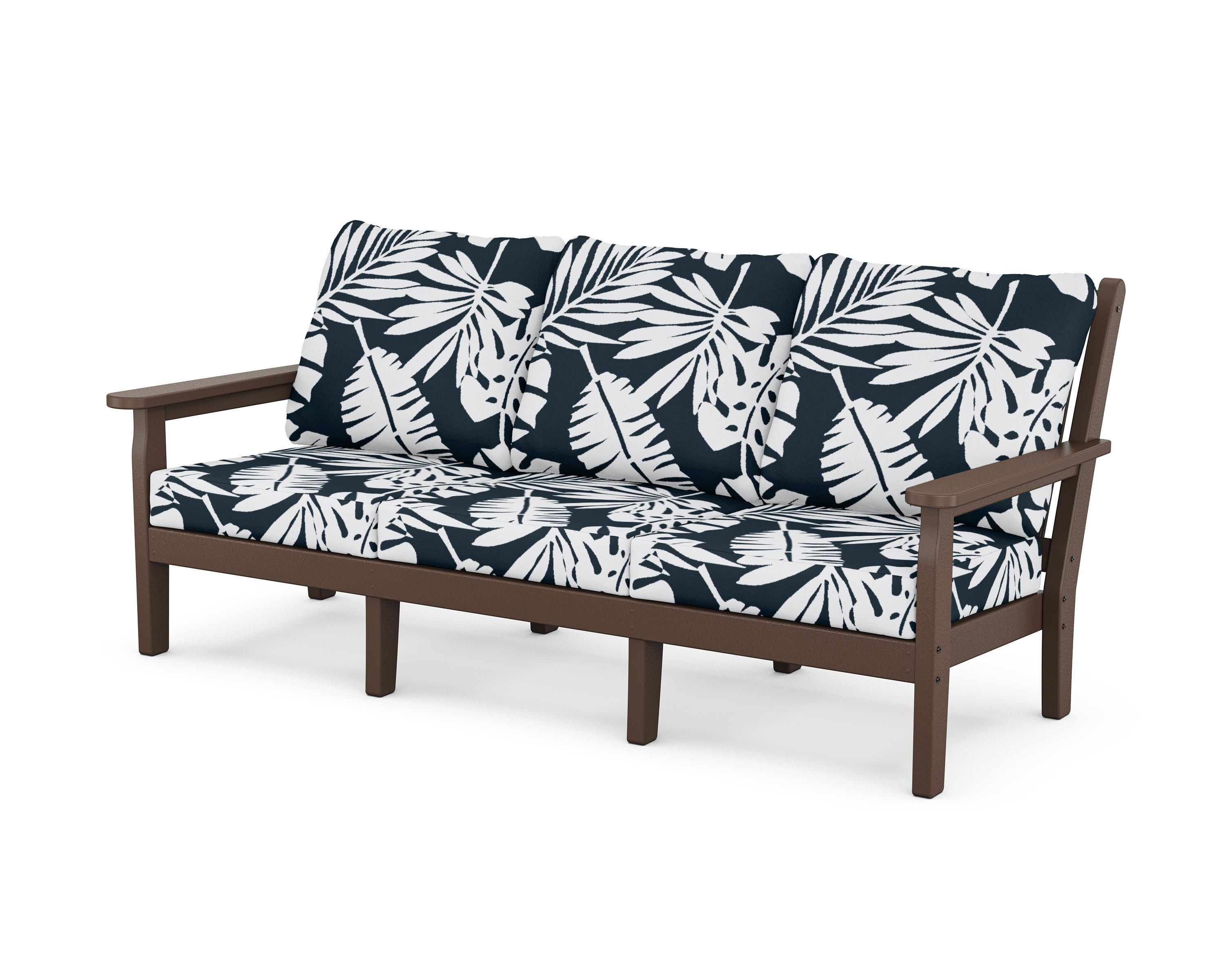 Chippendale Deep Seating Sofa in Mahogany / Leaf Marine Indigo