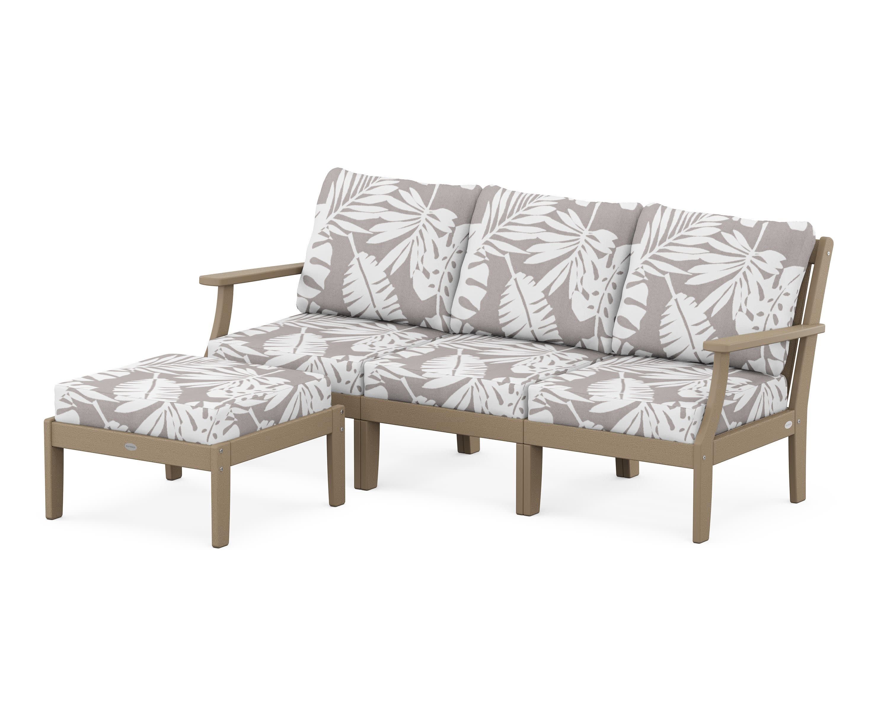 Braxton Modular 4-Piece Deep Seating Set with Ottoman in Vintage Sahara / Leaf Grey Mist