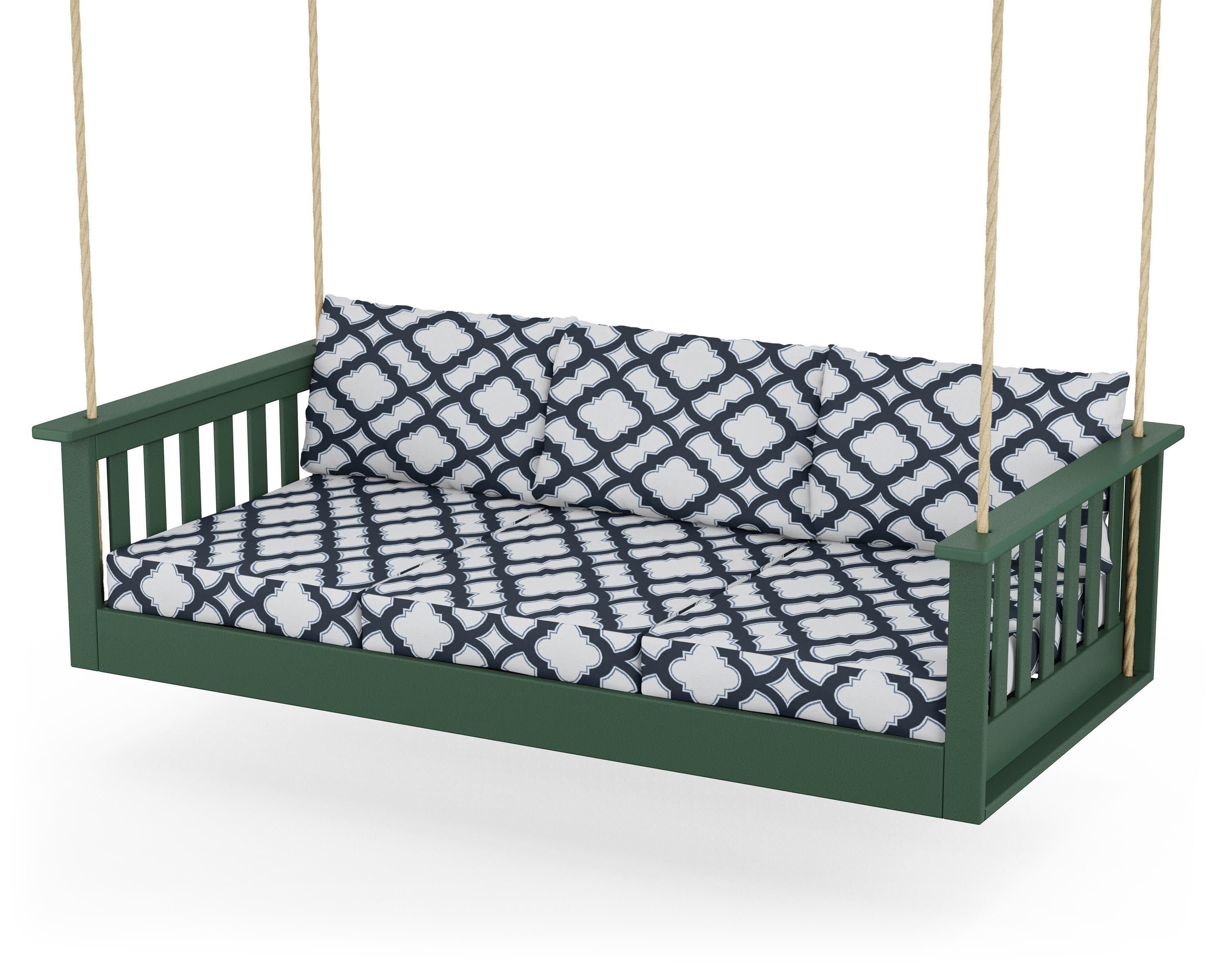 Vineyard Daybed Swing in Green / Trellis Marine Indigo