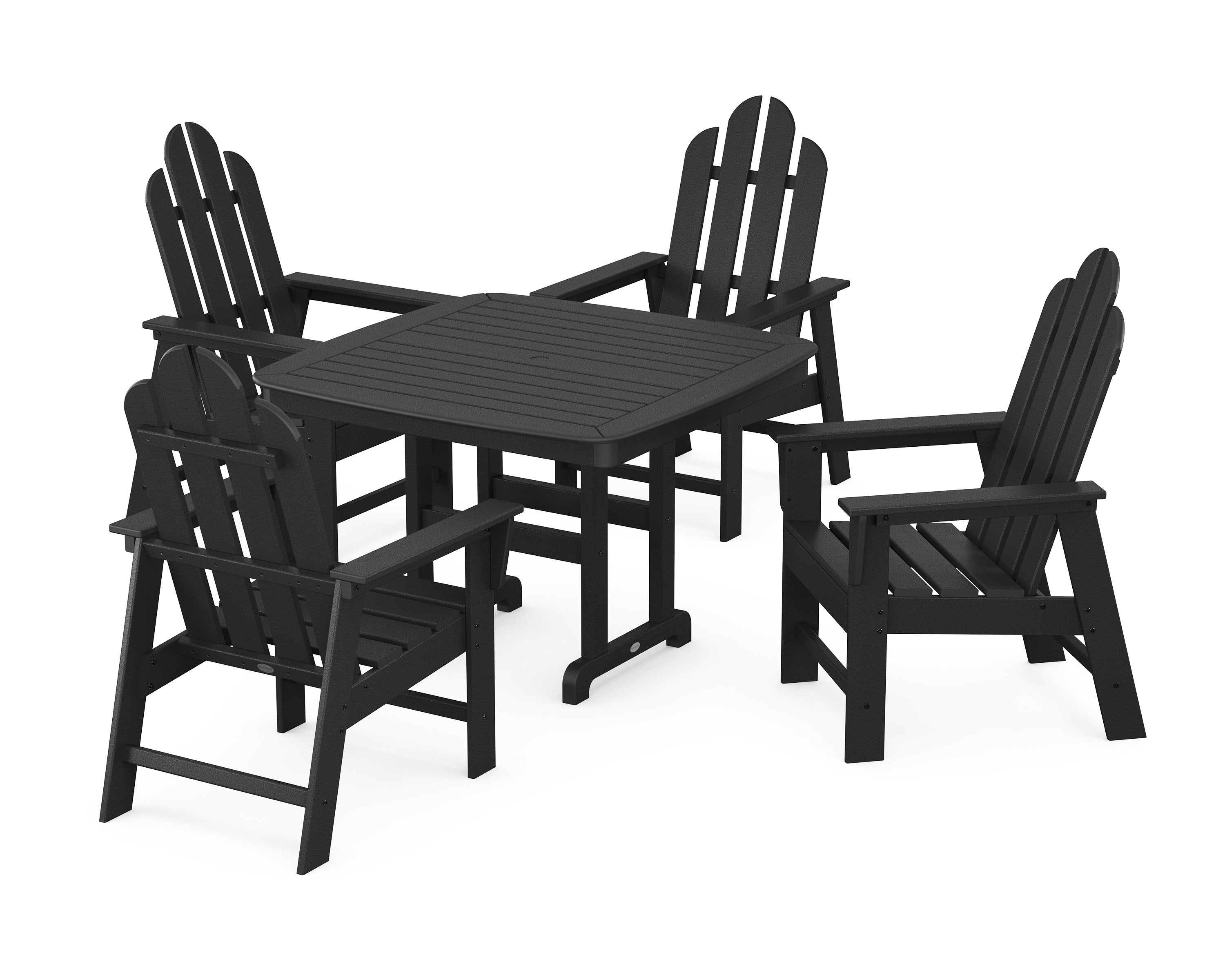 Long Island 5-Piece Dining Set with Trestle Legs in Black