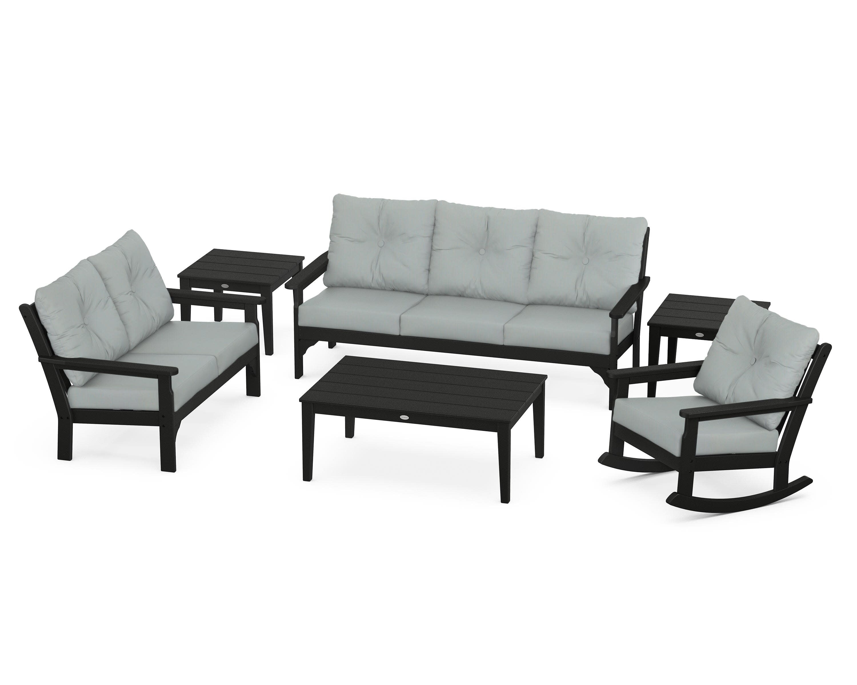 Vineyard 6-Piece Deep Seating Set in Black / Spa