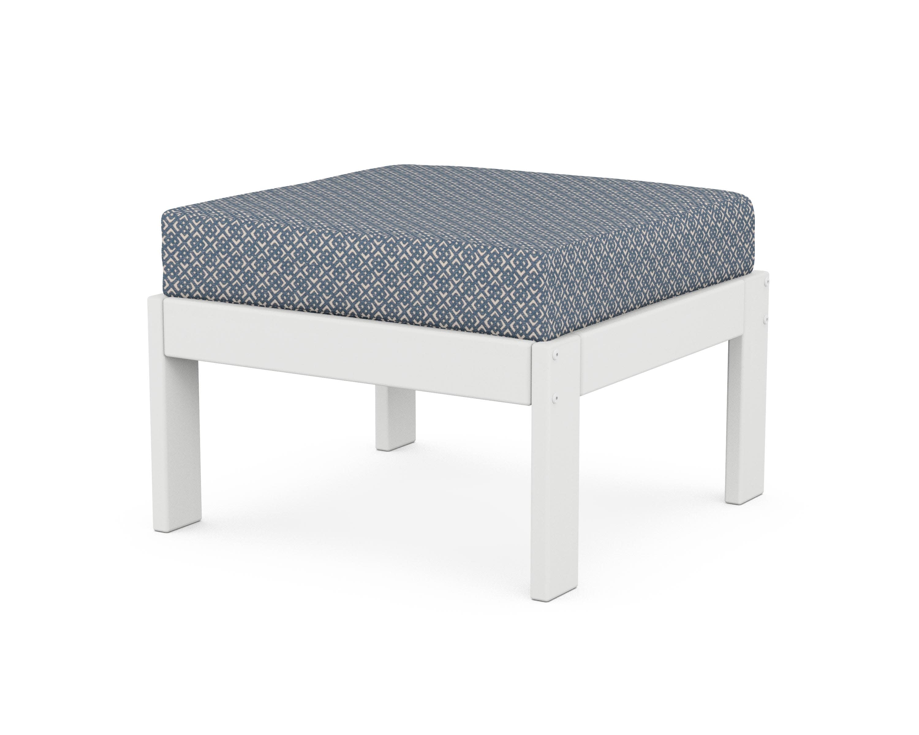 Vineyard Modular Ottoman in White / Hopscotch