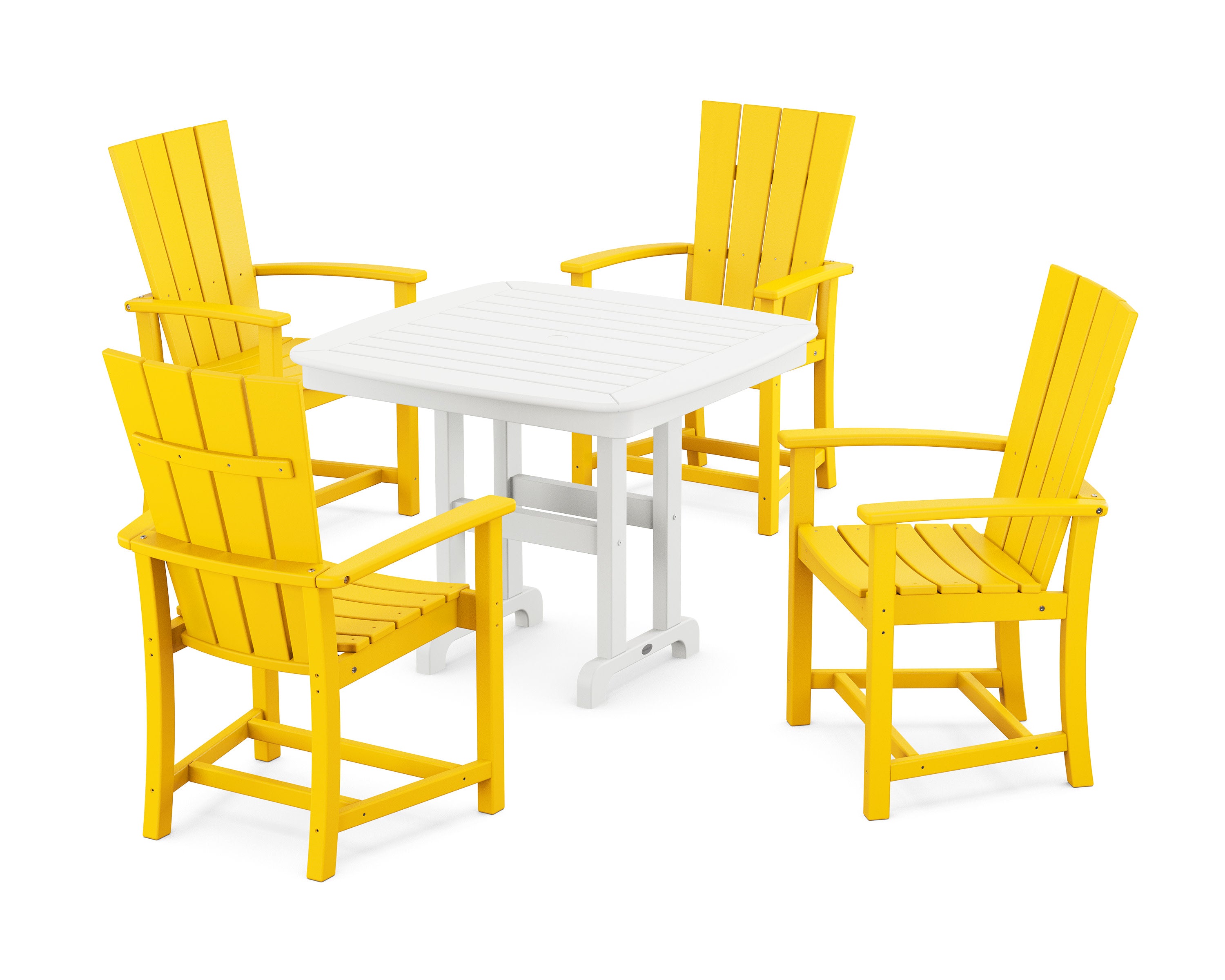 Quattro 5-Piece Dining Set in Lemon / White
