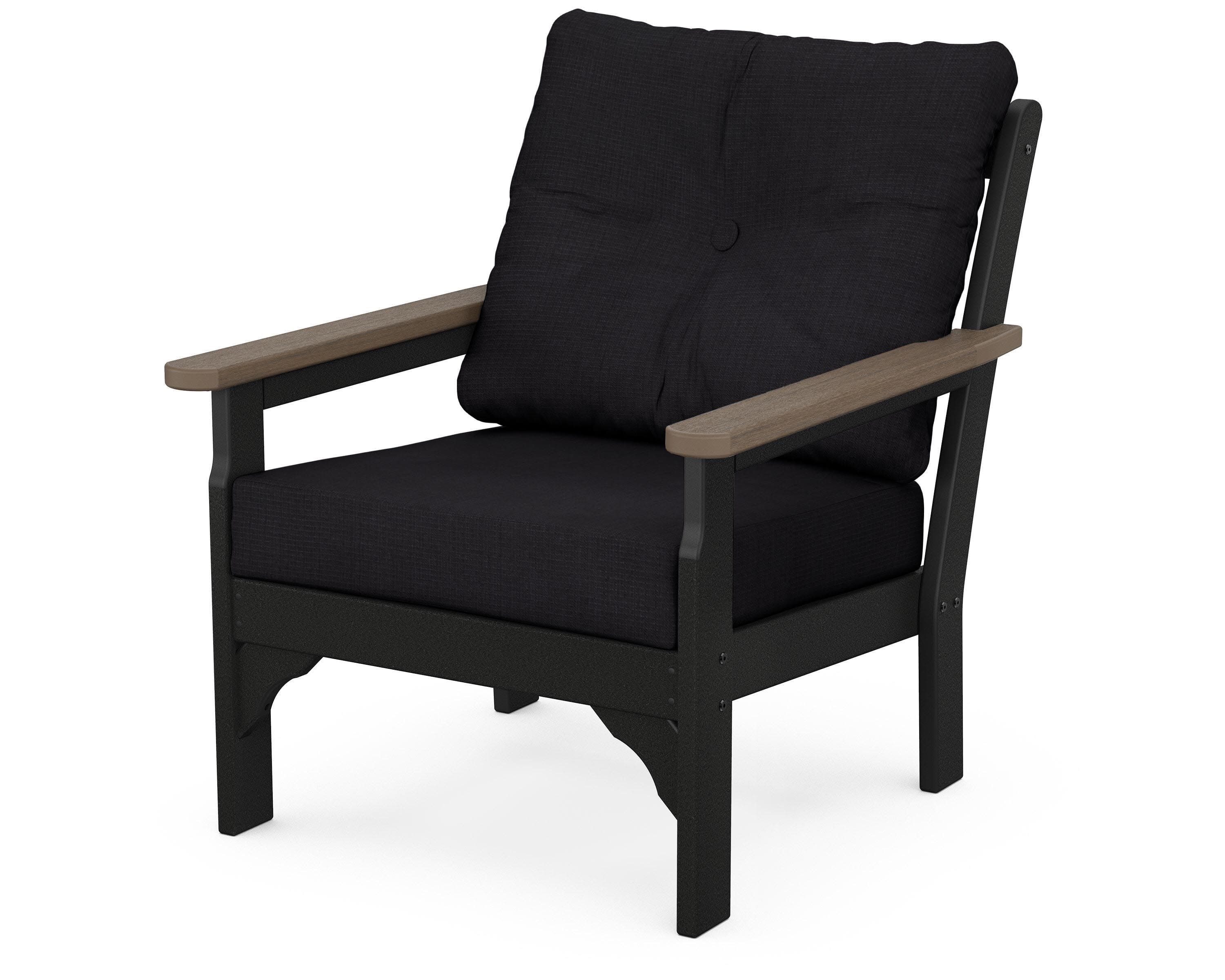 Vineyard Deep Seating Chair in Black / Kona / Midnight Linen