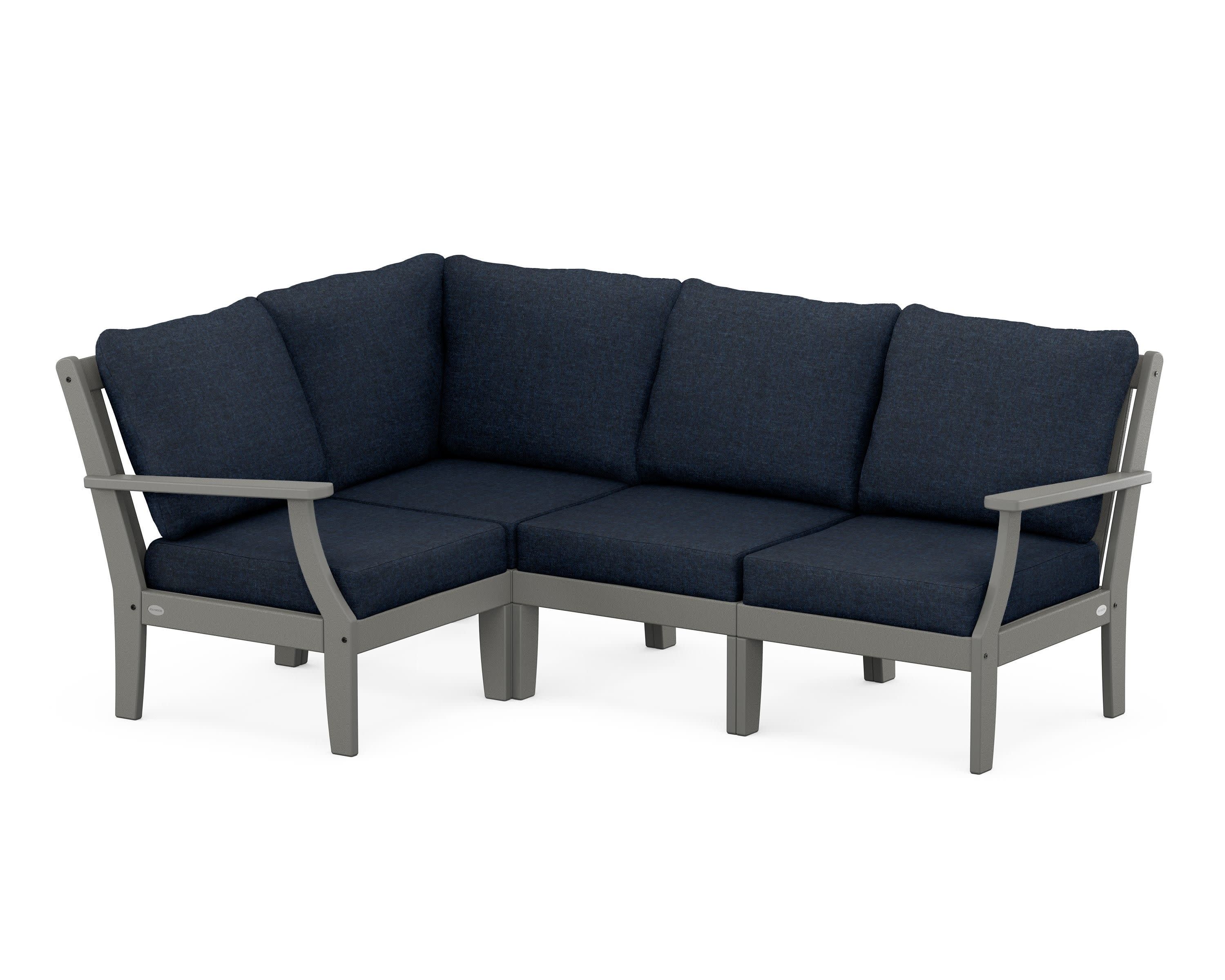Braxton Modular 4-Piece Deep Seating Set in Slate Grey / Marine Indigo