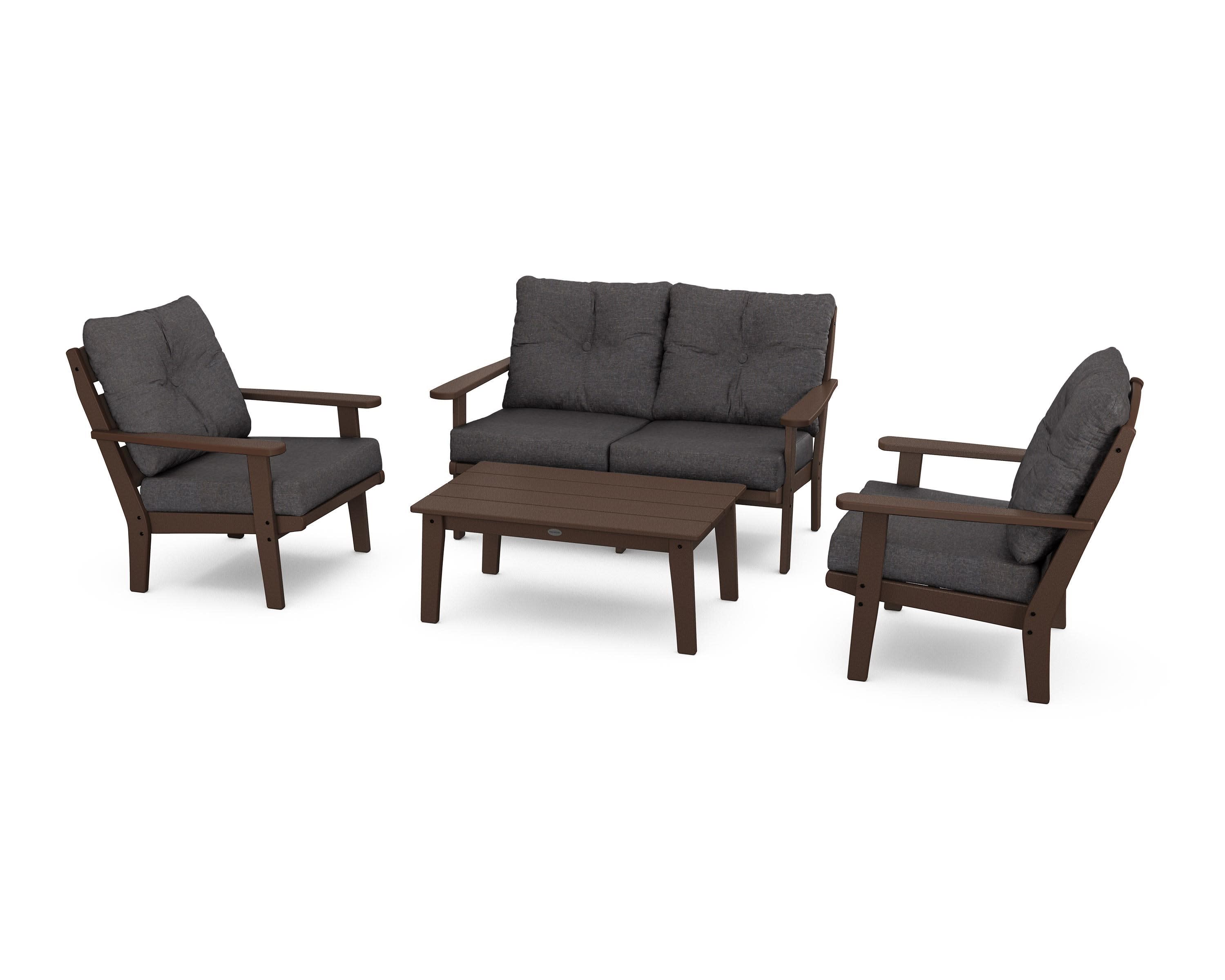 Lakeside 4-Piece Deep Seating Set in Mahogany / Ash Charcoal