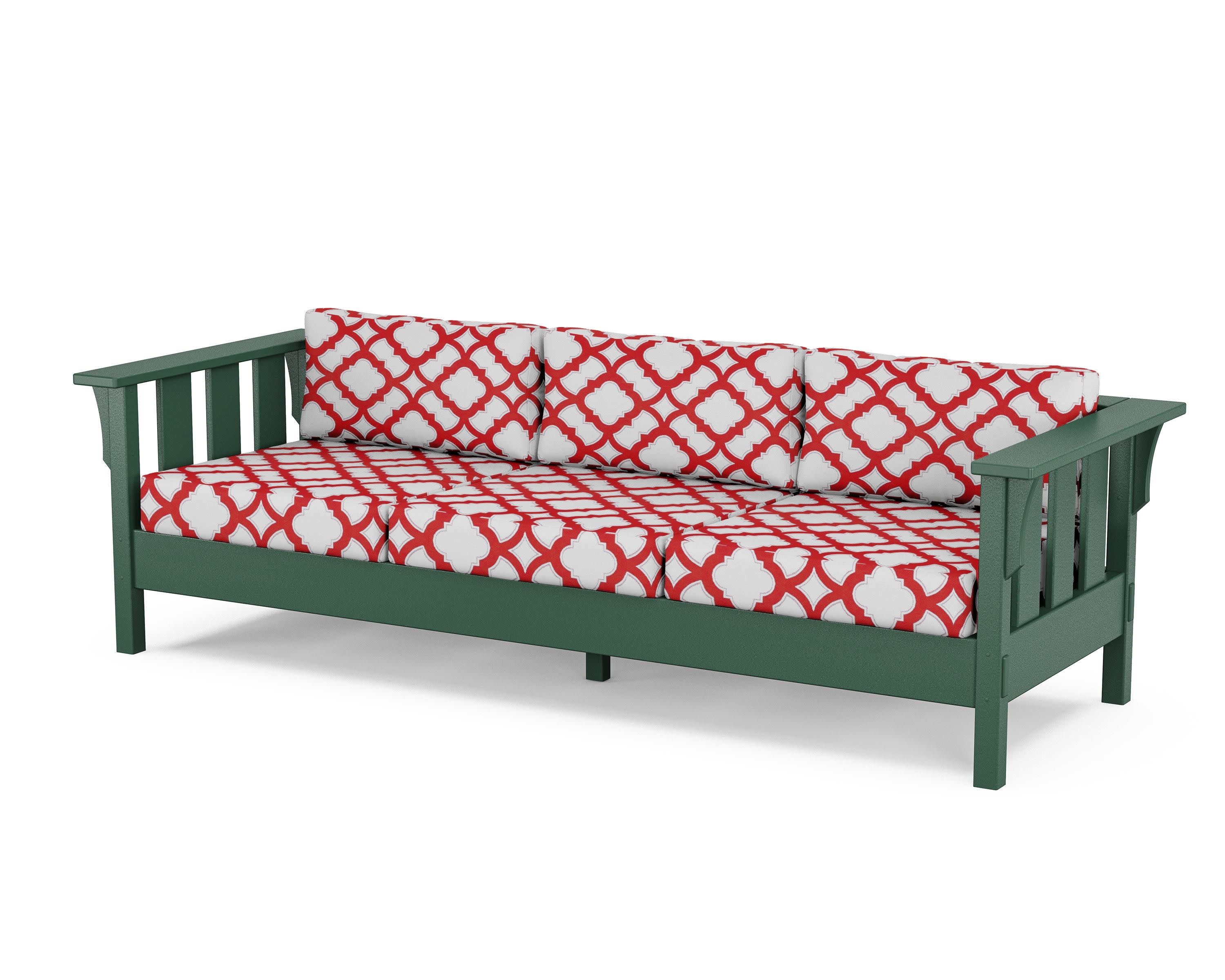 Acadia Deep Seating Sofa in Green / Trellis Crimson