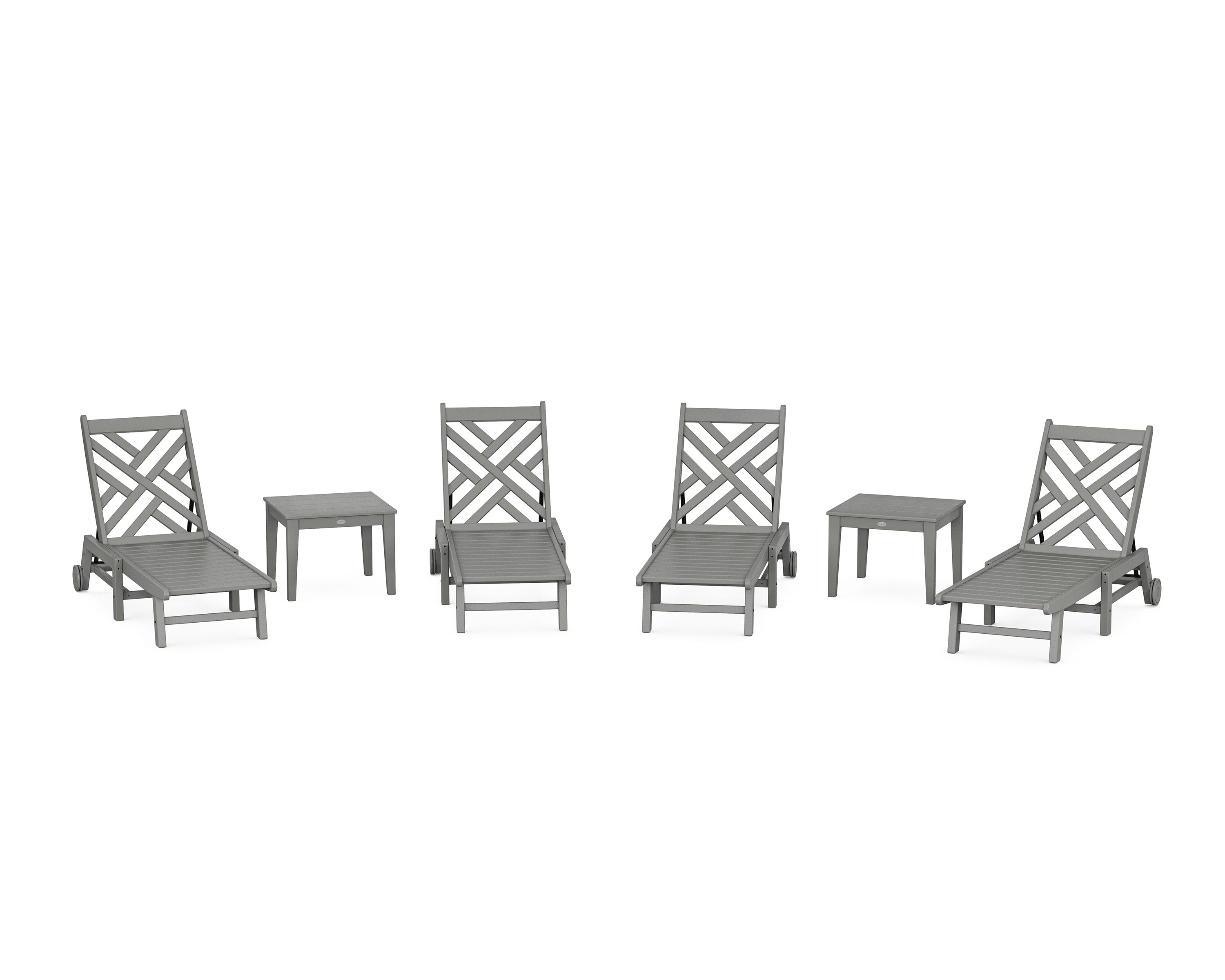 Chippendale 6-Piece Chaise Set with Wheels in Slate Grey