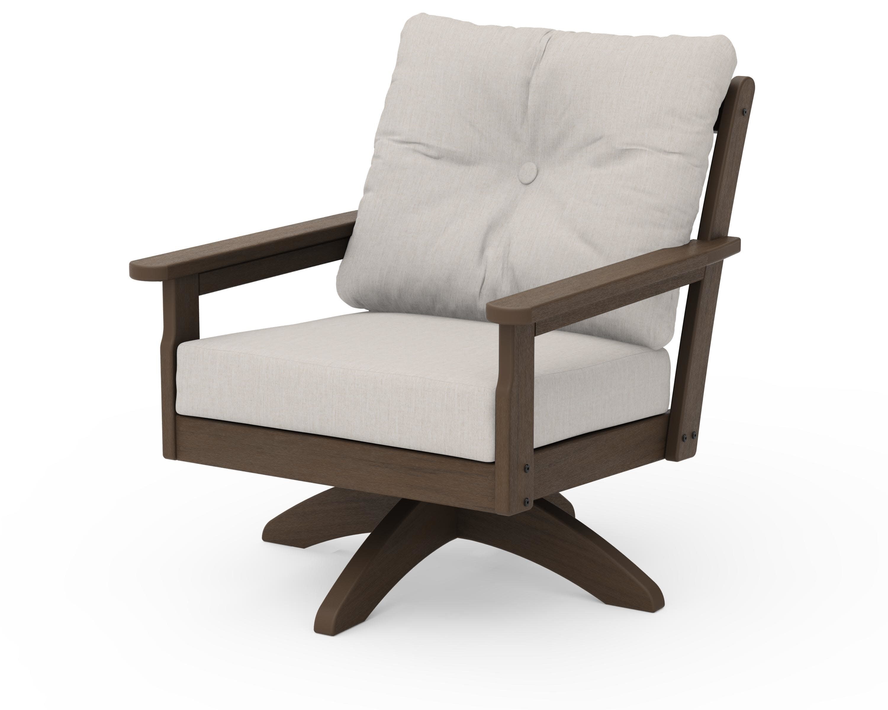 Vineyard Deep Seating Swivel Chair in Kona / Cast Ash