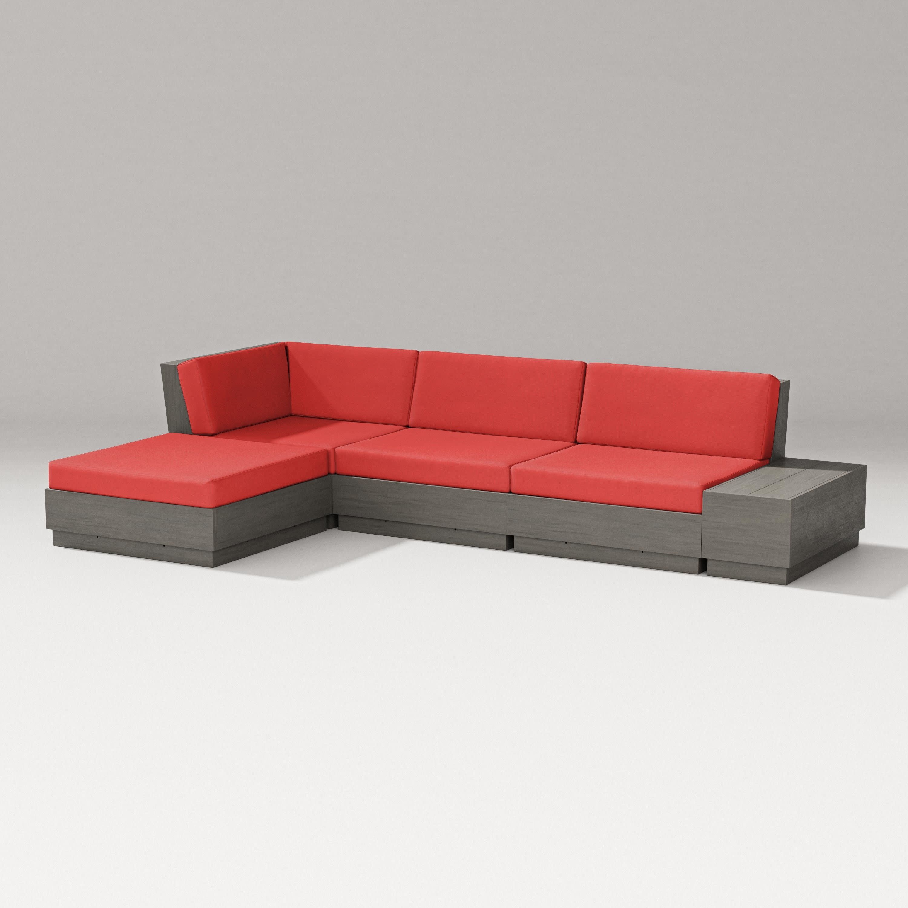 Elevate Chaise Sectional in Driftwood / Crimson Linen