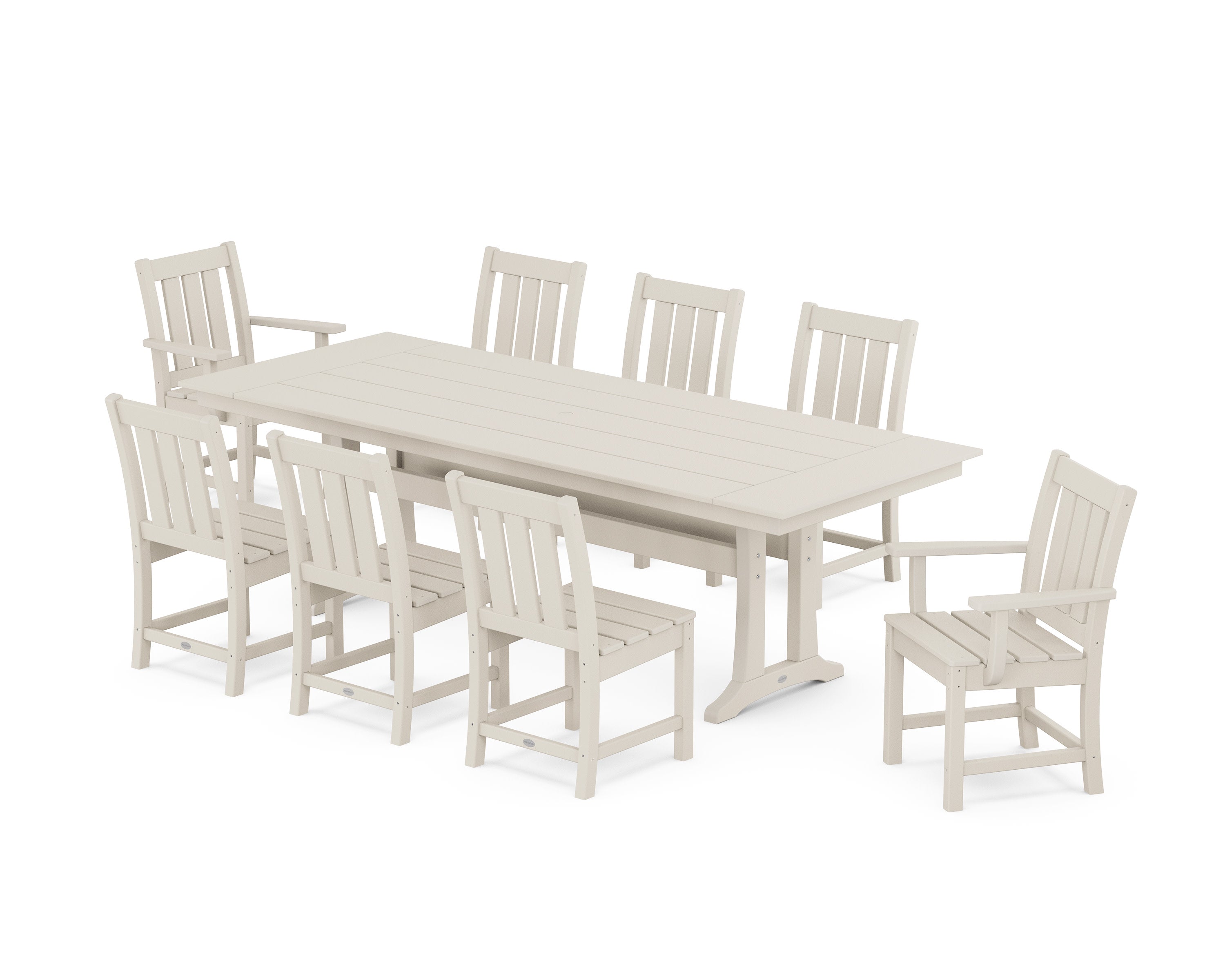 Oxford 9-Piece Farmhouse Dining Set with Trestle Legs in Sand