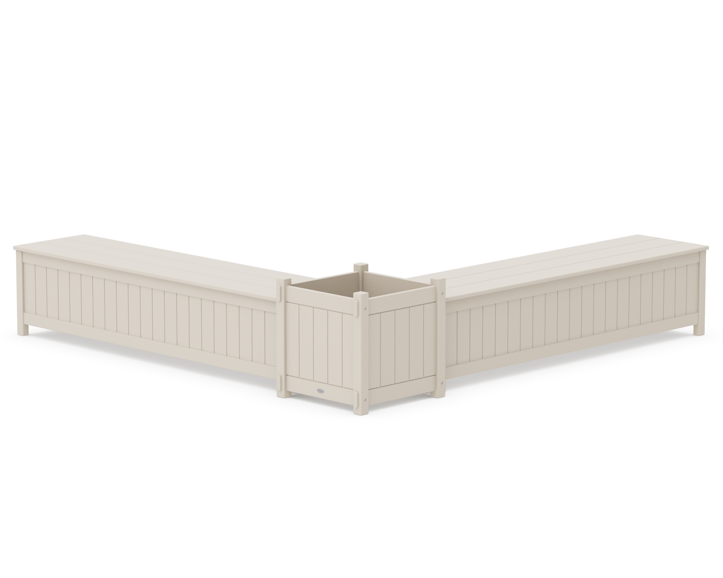 72" Vineyard L- Shaped Planter Storage Bench Set- Large in Sand