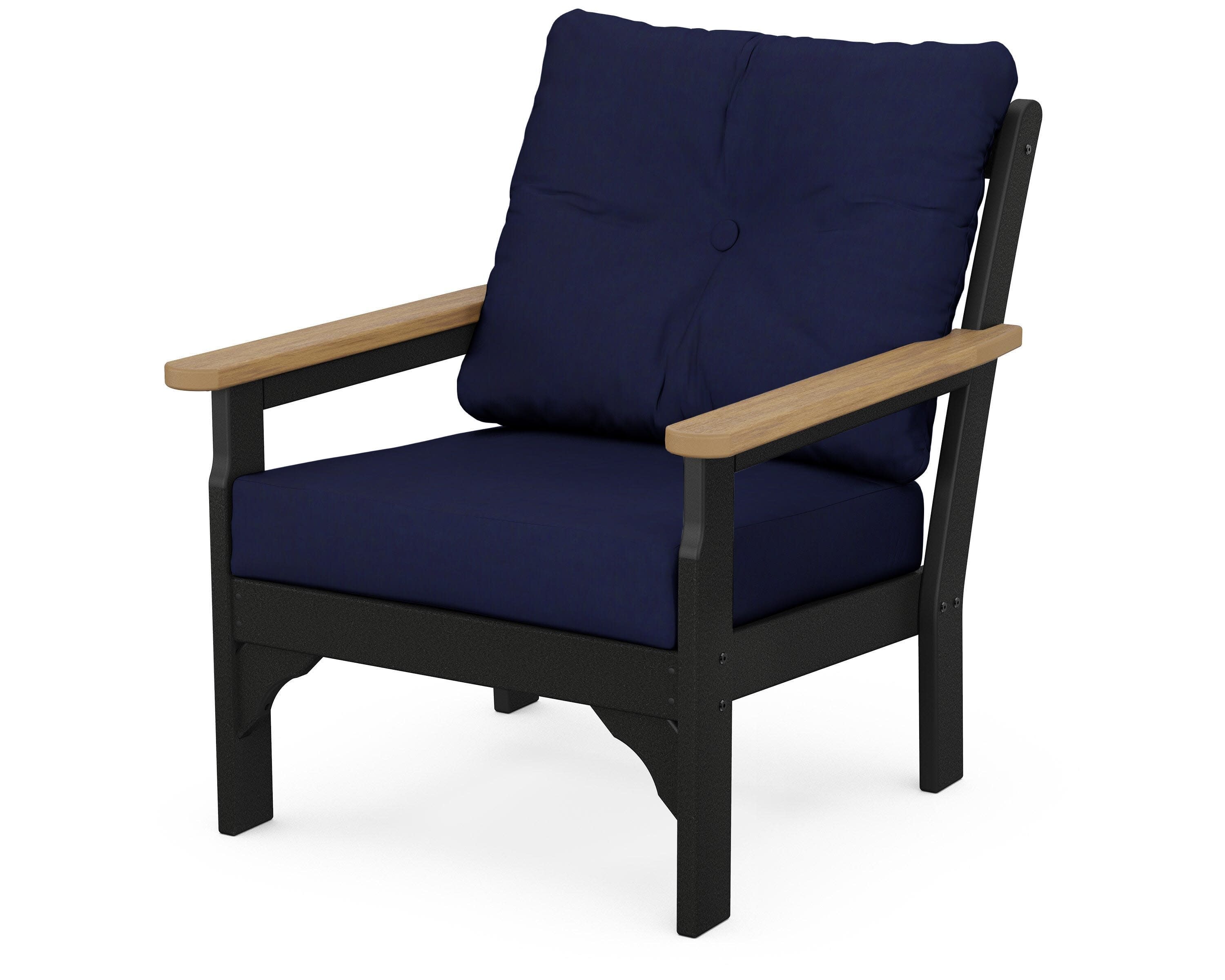 Vineyard Deep Seating Chair in Black / Natural / Navy