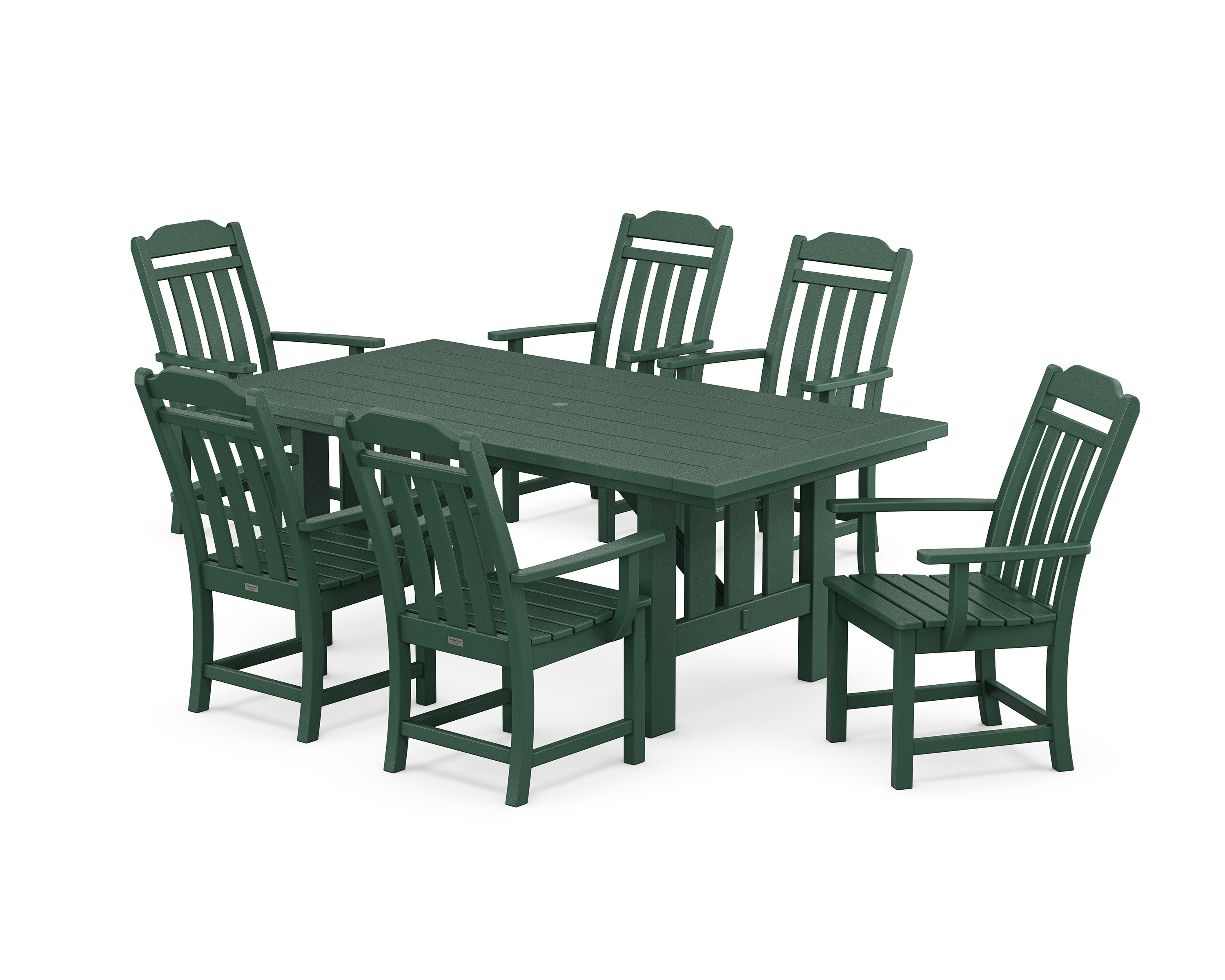 Cottage Arm Chair 7-Piece Mission Dining Set in Green