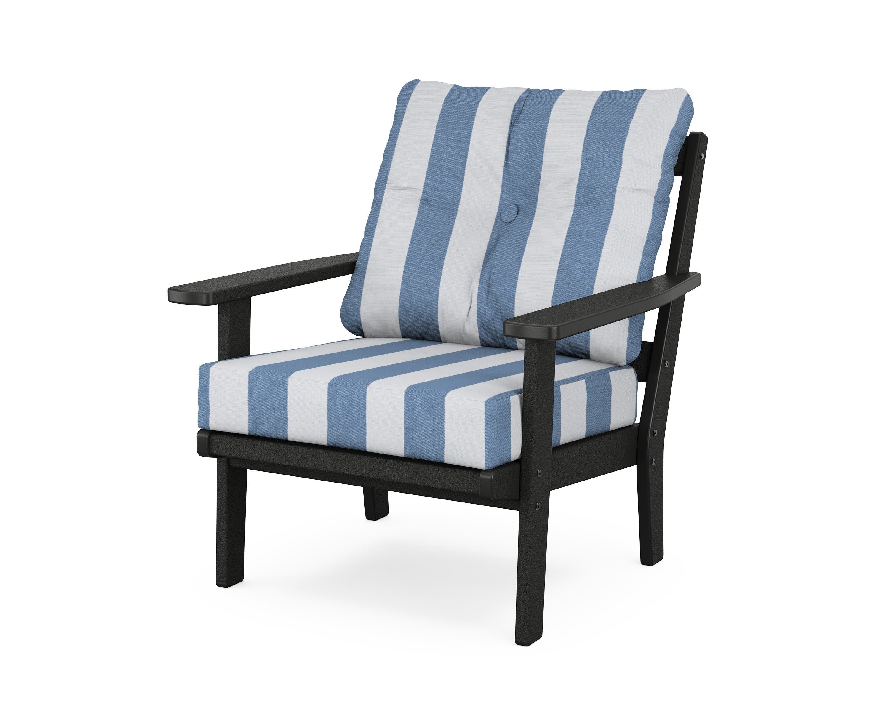 Oxford Deep Seating Chair in Black / Cabana Stripe Sky Blue