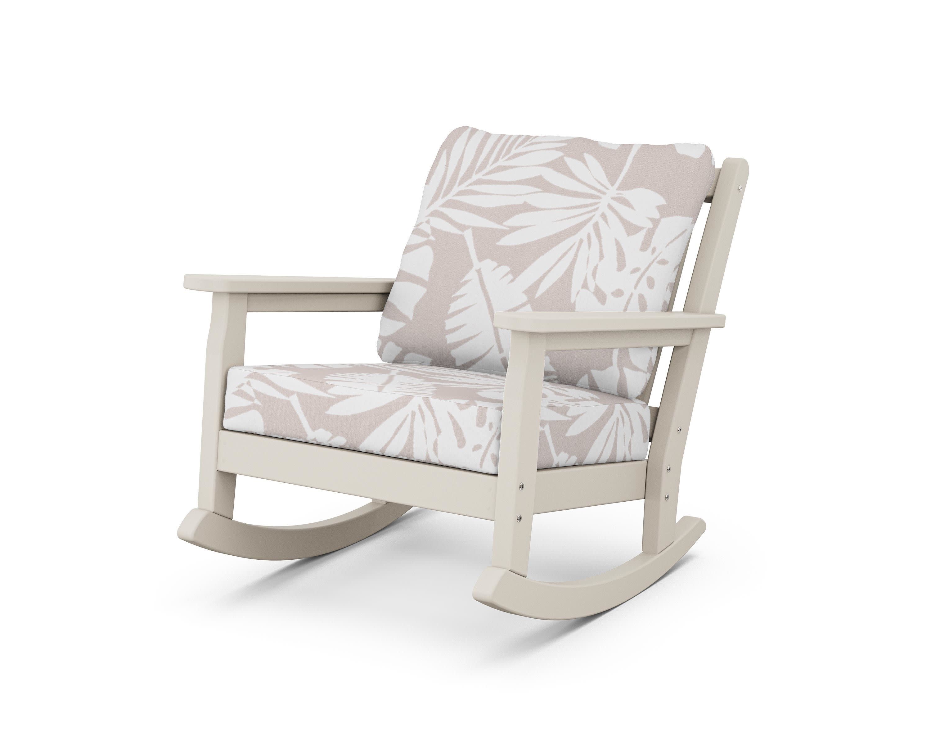 Chippendale Deep Seating Rocking Chair in Sand / Leaf Dune Burlap