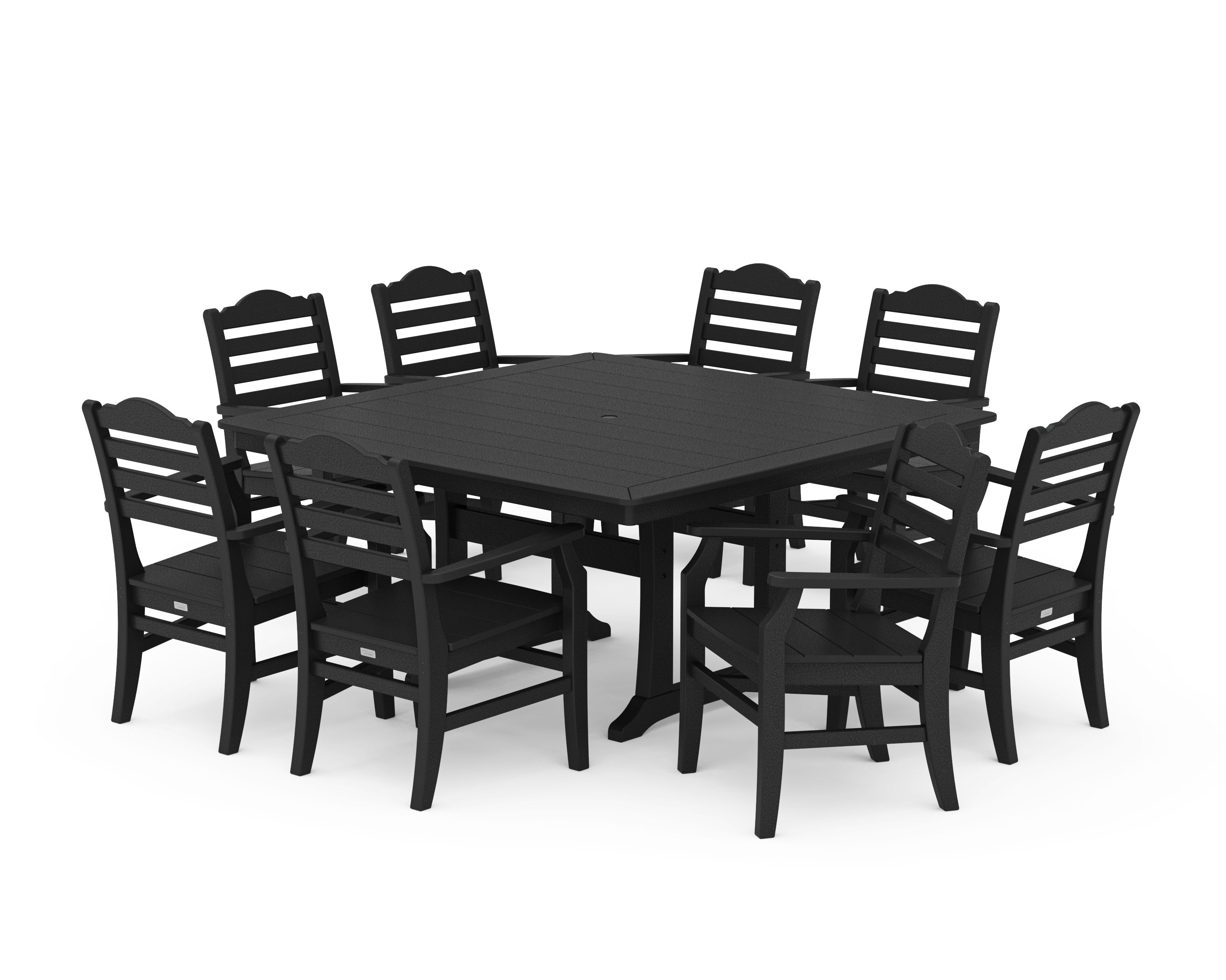 Savannah 9-Piece Square Dining Set with Trestle Legs in Black