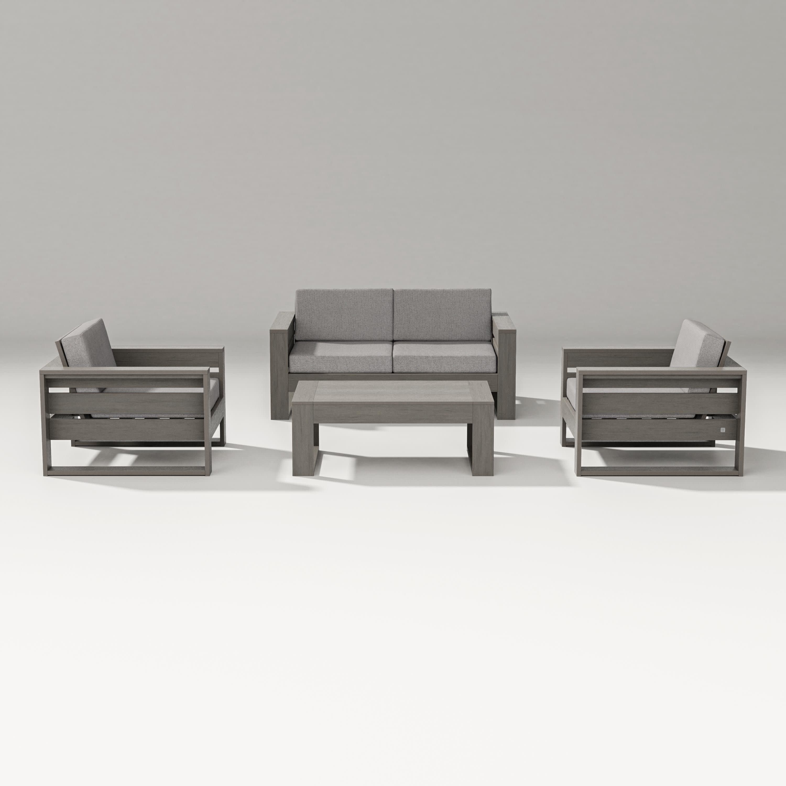 Latitude 4-Piece Lounge Loveseat Set in Driftwood / Grey Mist