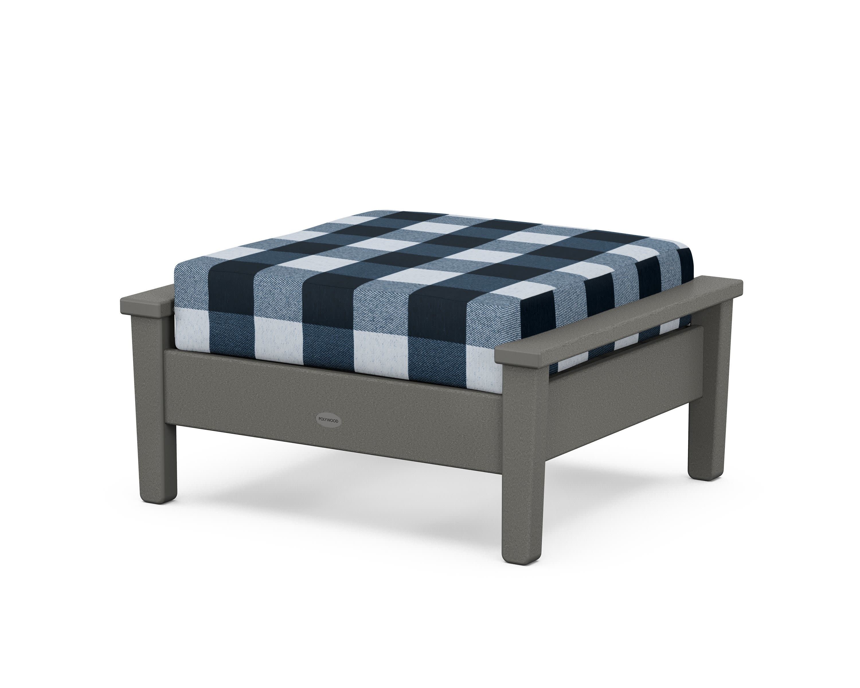 Prescott Deep Seating Ottoman in Slate Grey / Buffalo Plaid Marine Indigo