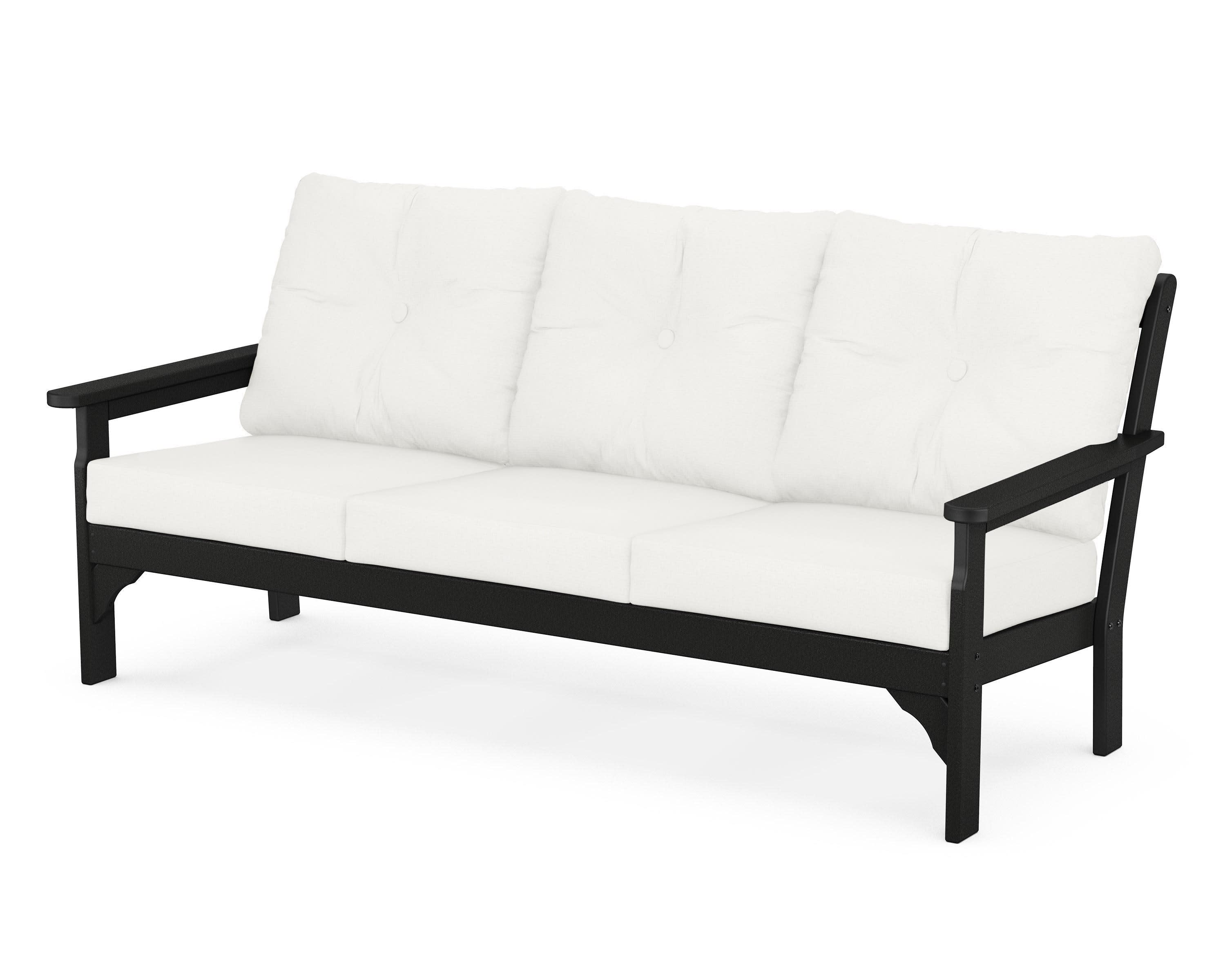 Vineyard Deep Seating Sofa in Black / Natural Linen